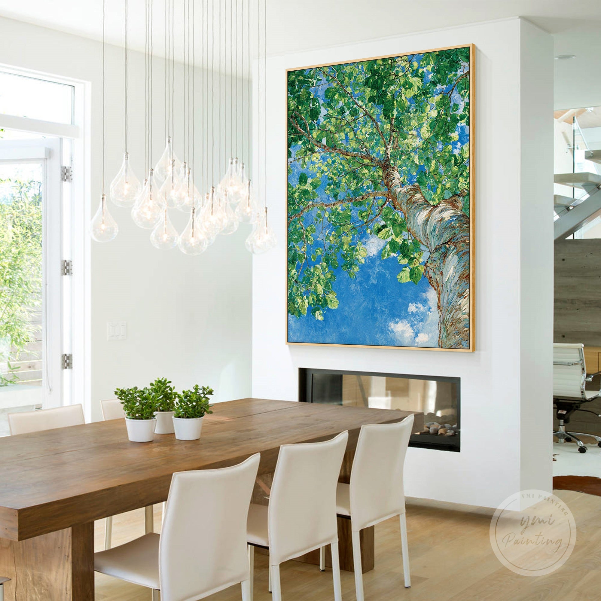 Textured impasto tree bark detail for modern wall décor