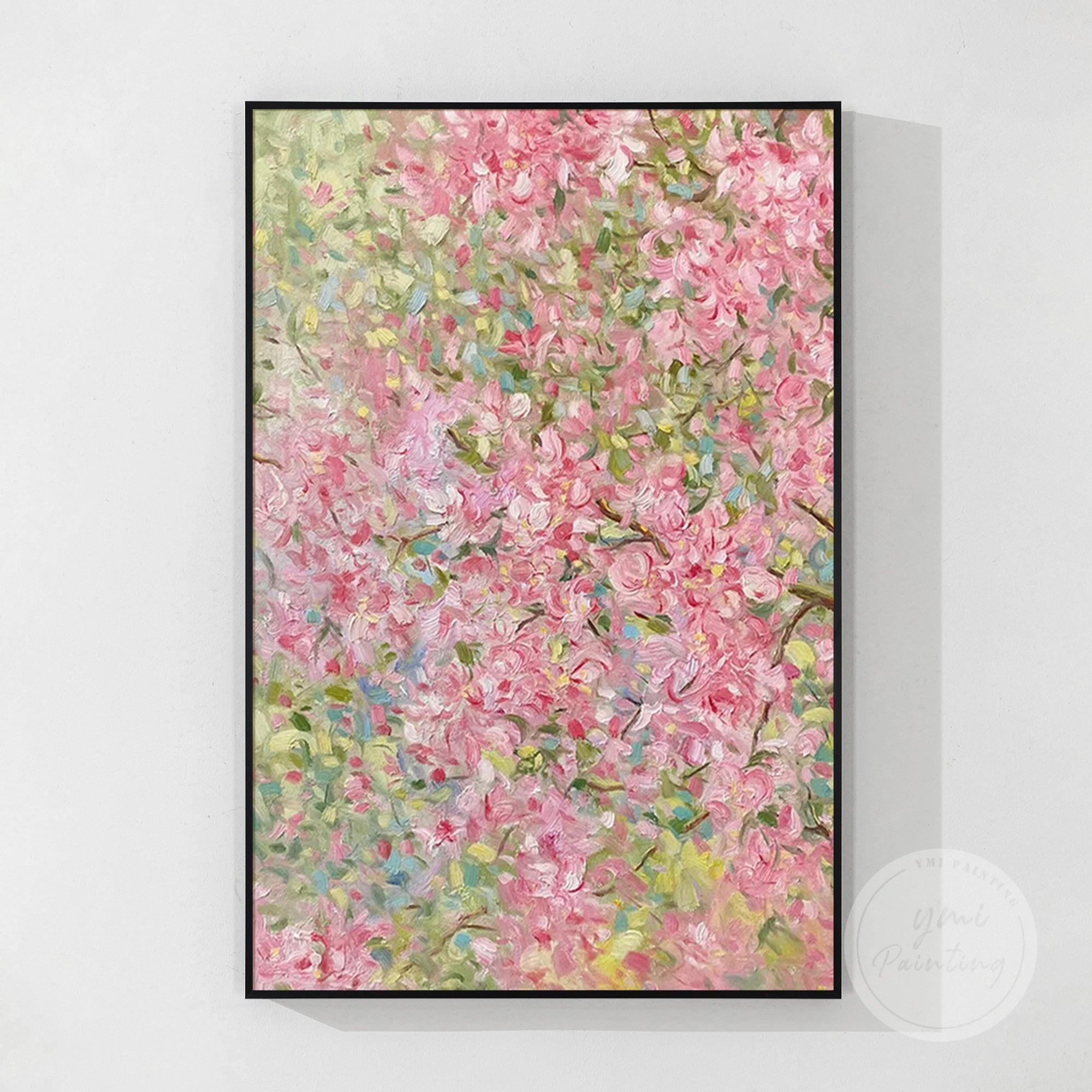 Large spring blossom oil painting, an artistic statement piece for any room seeking warmth and color.
