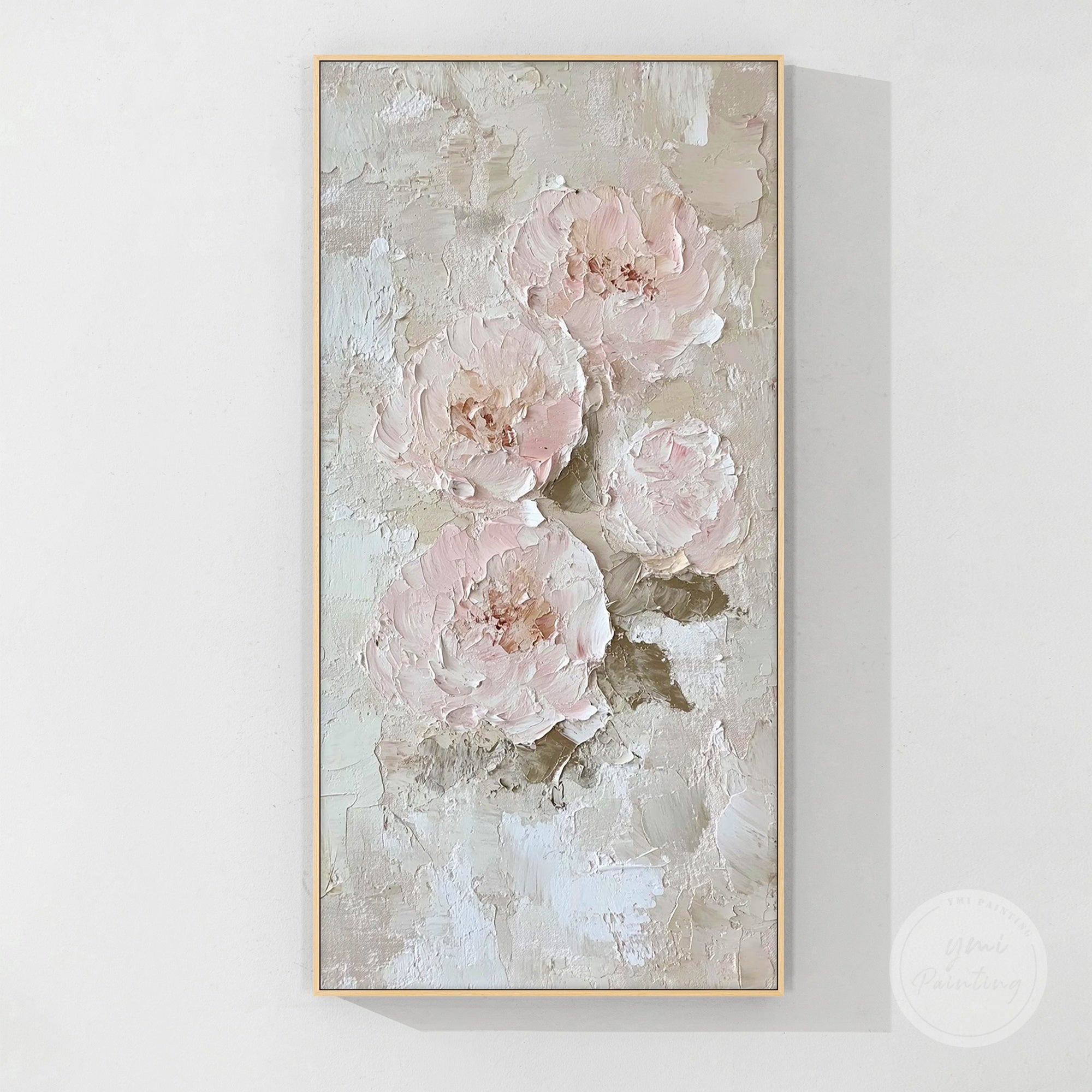 Abstract floral wall art with raised textures and soft color blending for a serene ambiance.