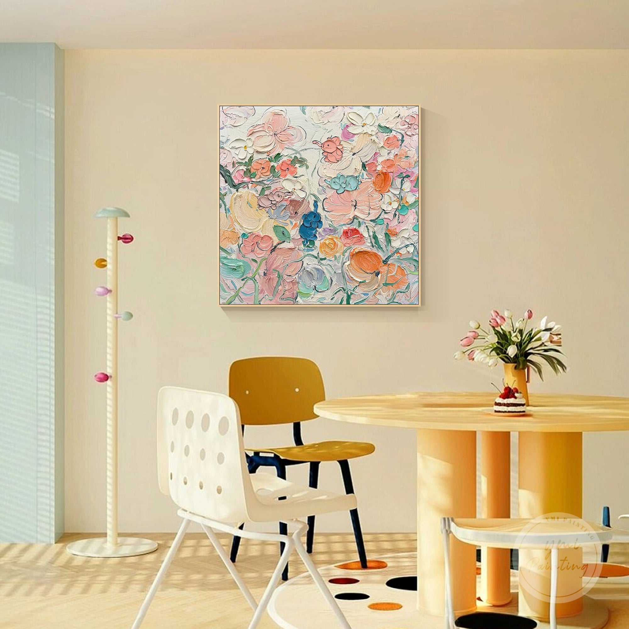 Modern abstract flower canvas art, perfect for bedrooms and contemporary interiors.