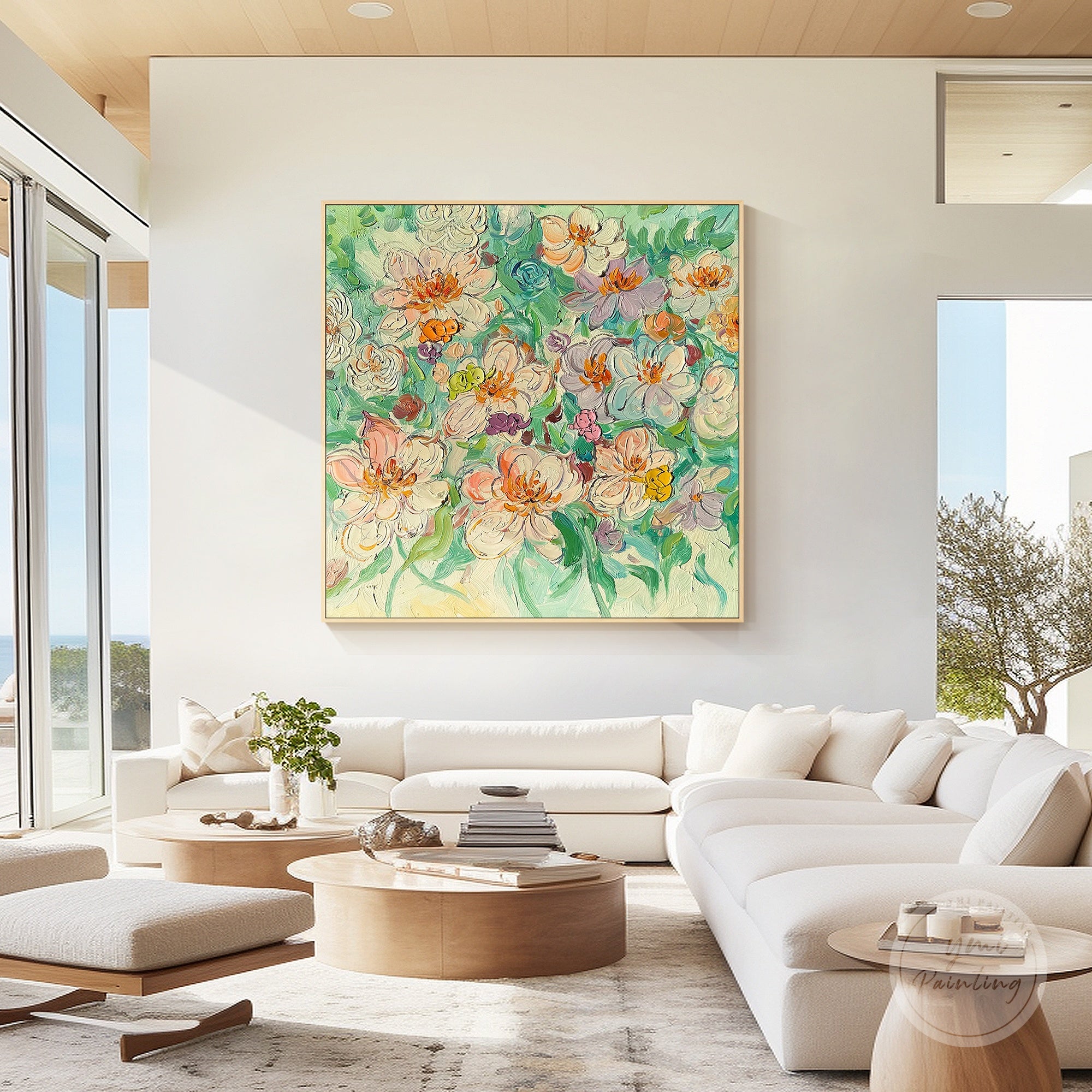 Modern floral canvas art ideal for bedrooms, living rooms, and hallways.