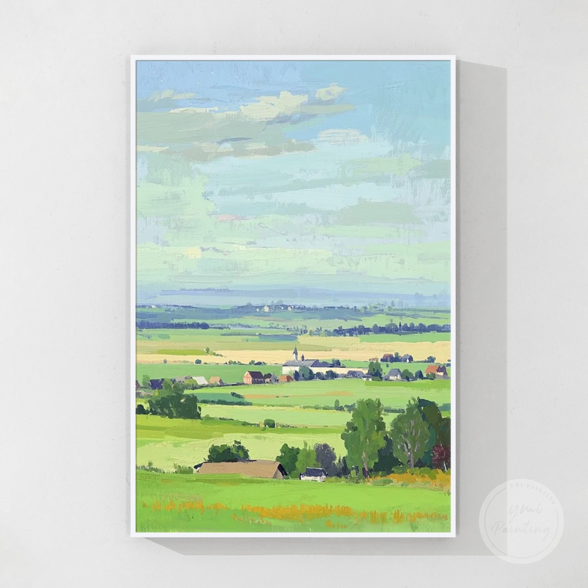 Modern impressionist countryside painting for living room or bedroom décor