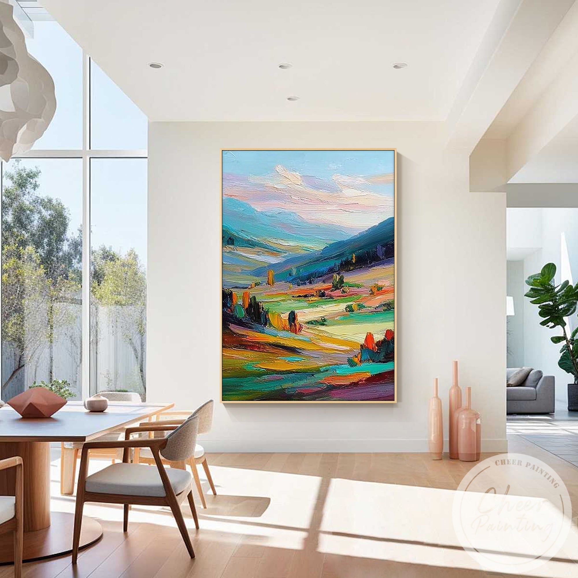 modern landscape painting vibrant color composition