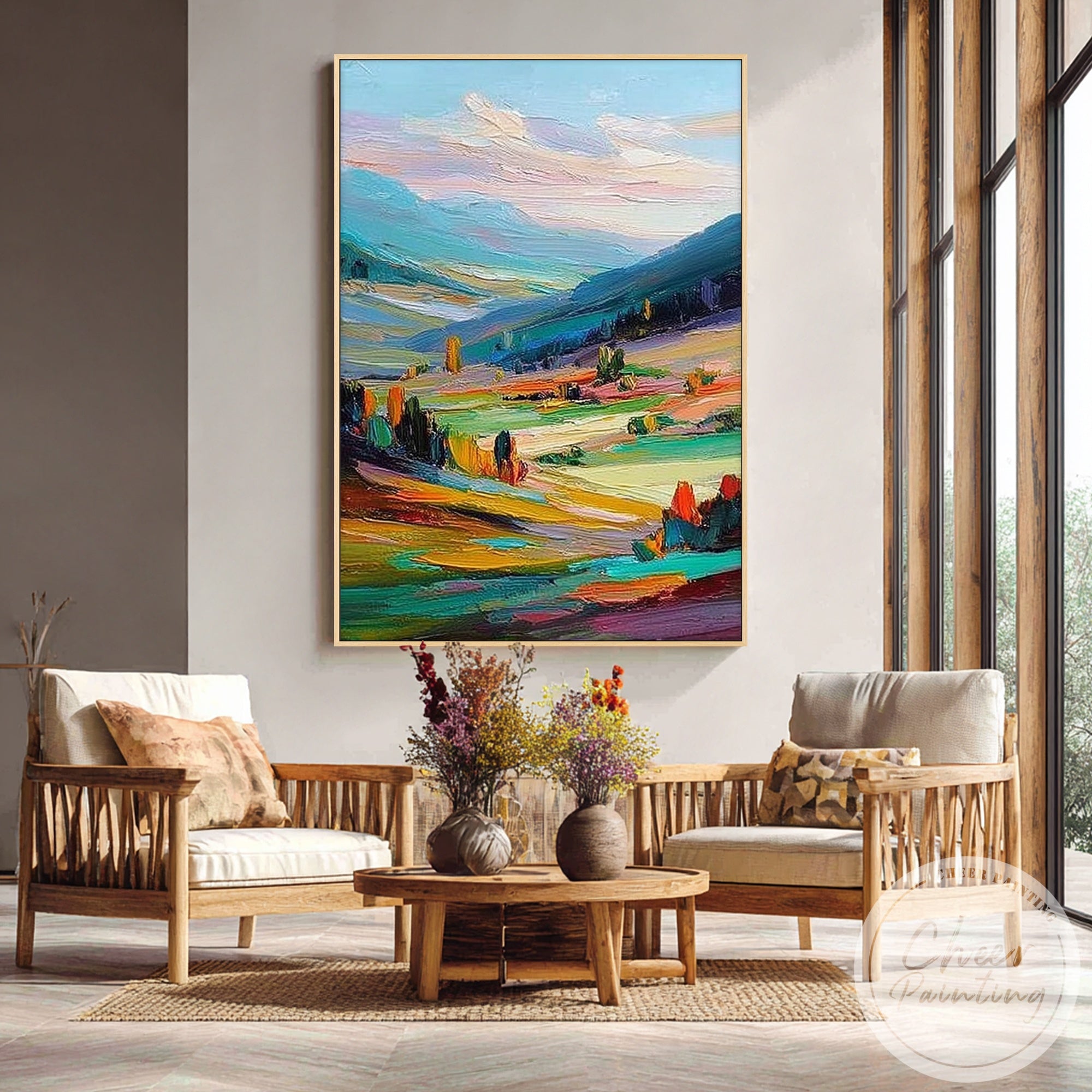 vibrant countryside landscape canvas artwork