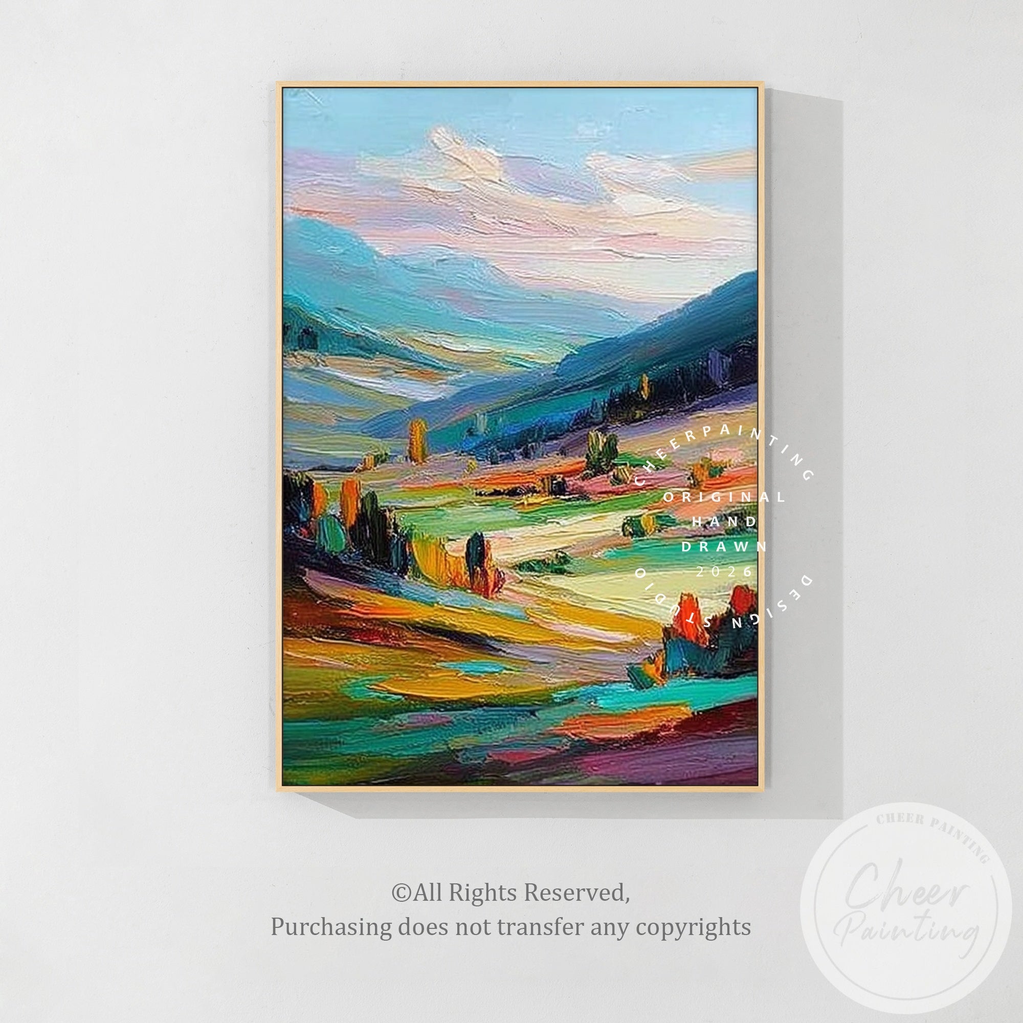 artistic countryside painting with bold brush strokes