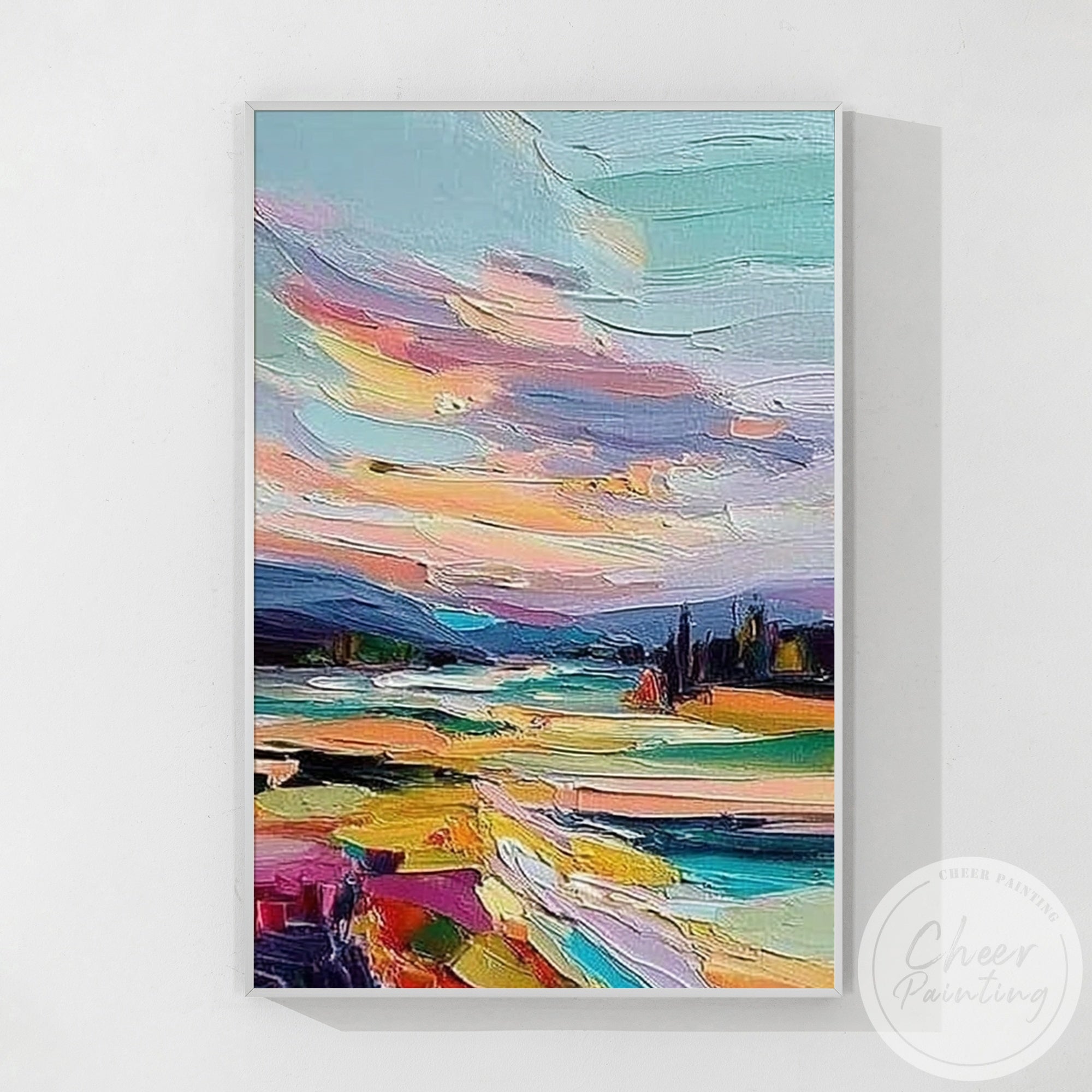 scenic abstract river painting vibrant tones