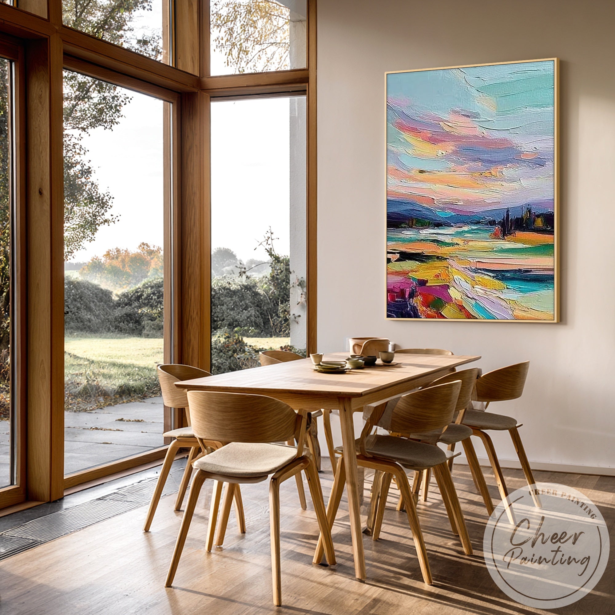 impressionist landscape painting river scene