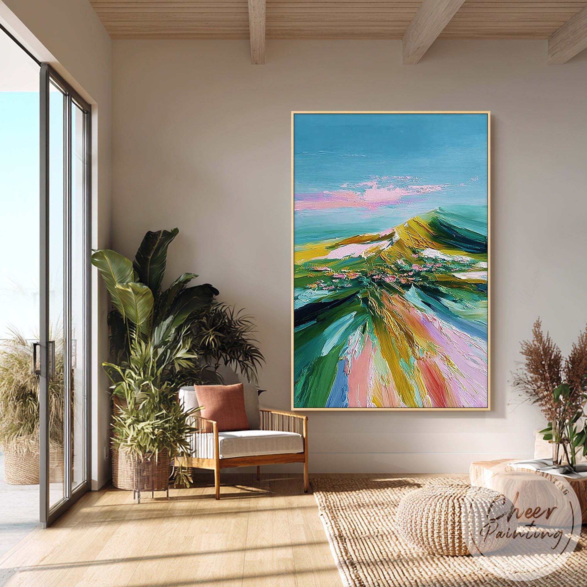 textured abstract nature artwork with expressive palette knife strokes