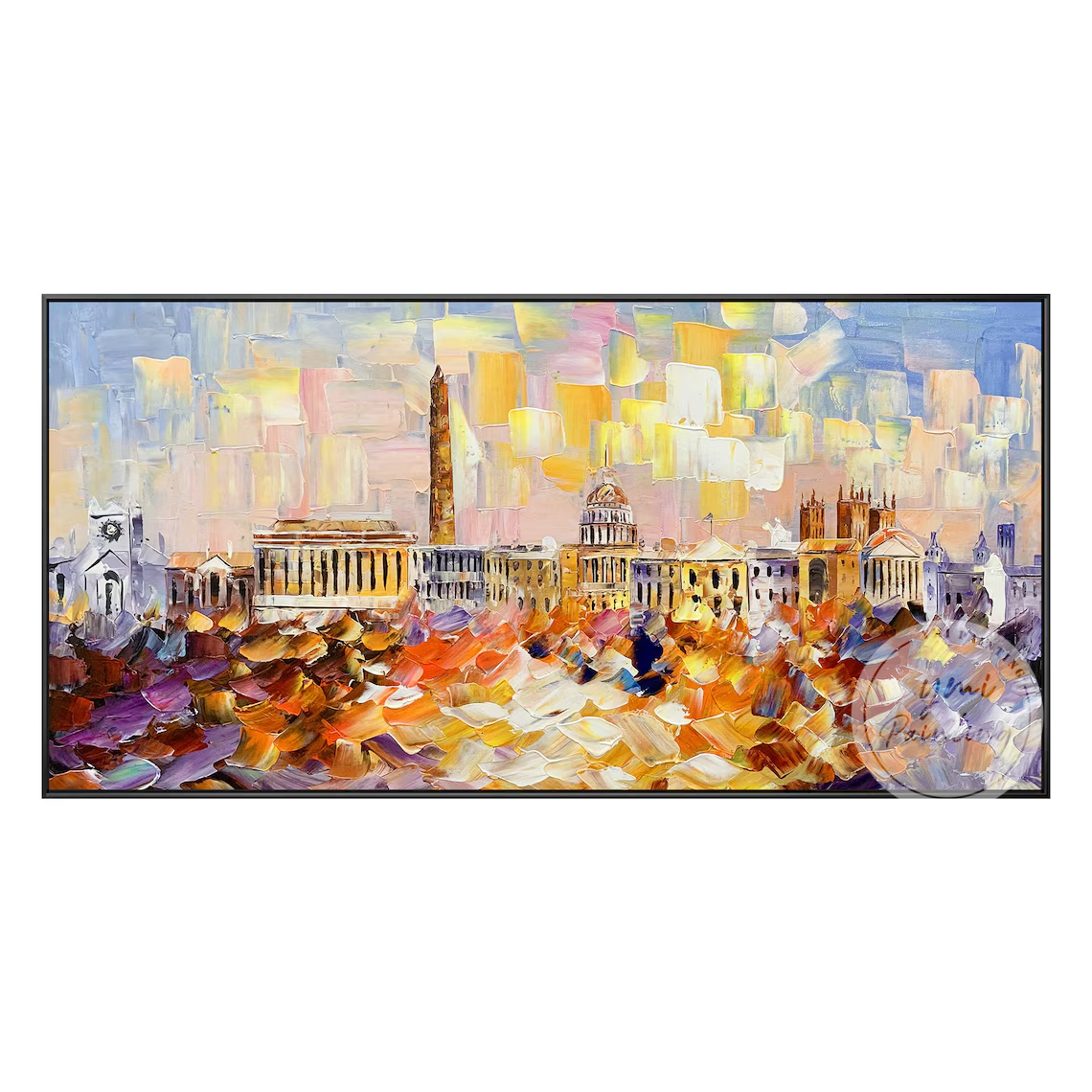 Original Washington DC skyline painting in bold red and black.