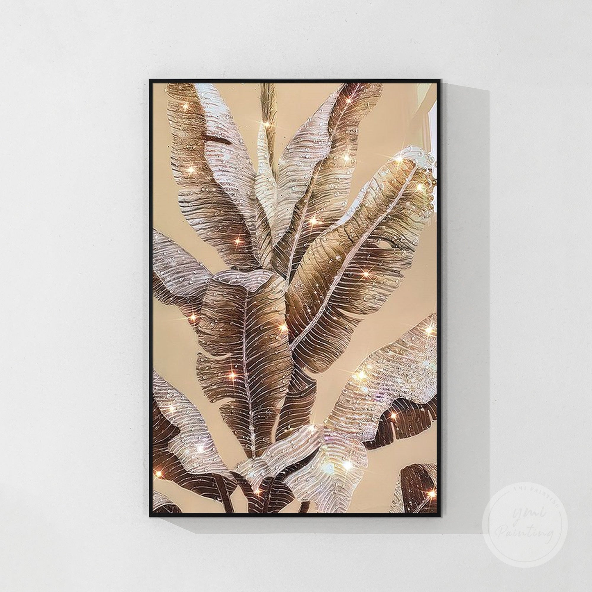 Statement banana leaf resin painting for living rooms or bedrooms.