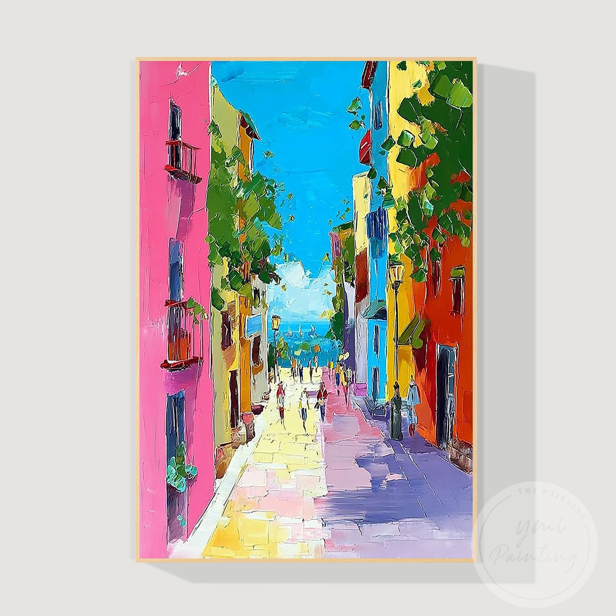 Hand painted Burano Venice abstract oil canvas wall art