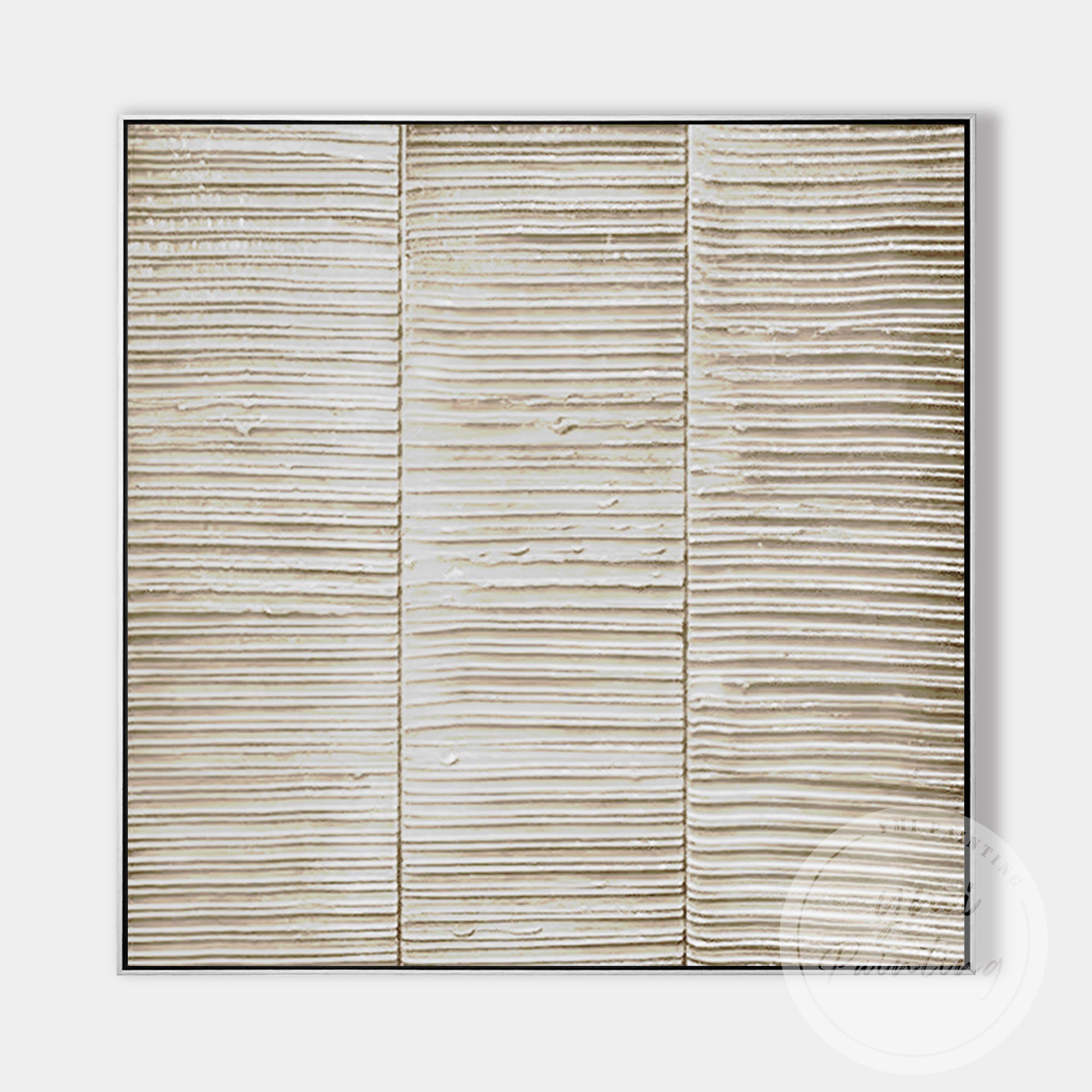 Neutral textured wall decor for bedroom or office space