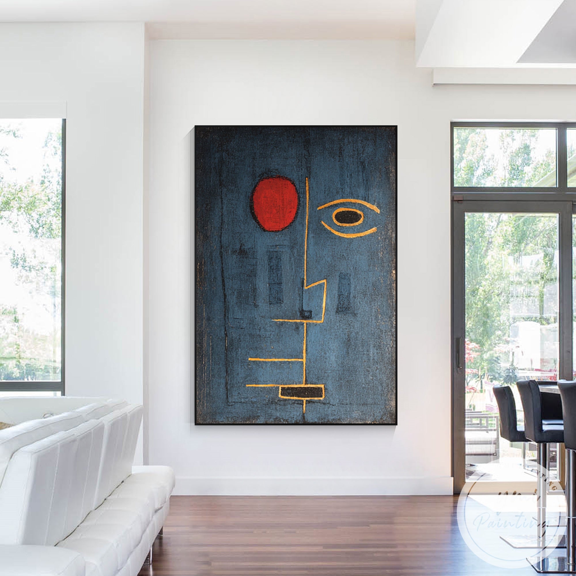 Large textured abstract face painting for contemporary decor