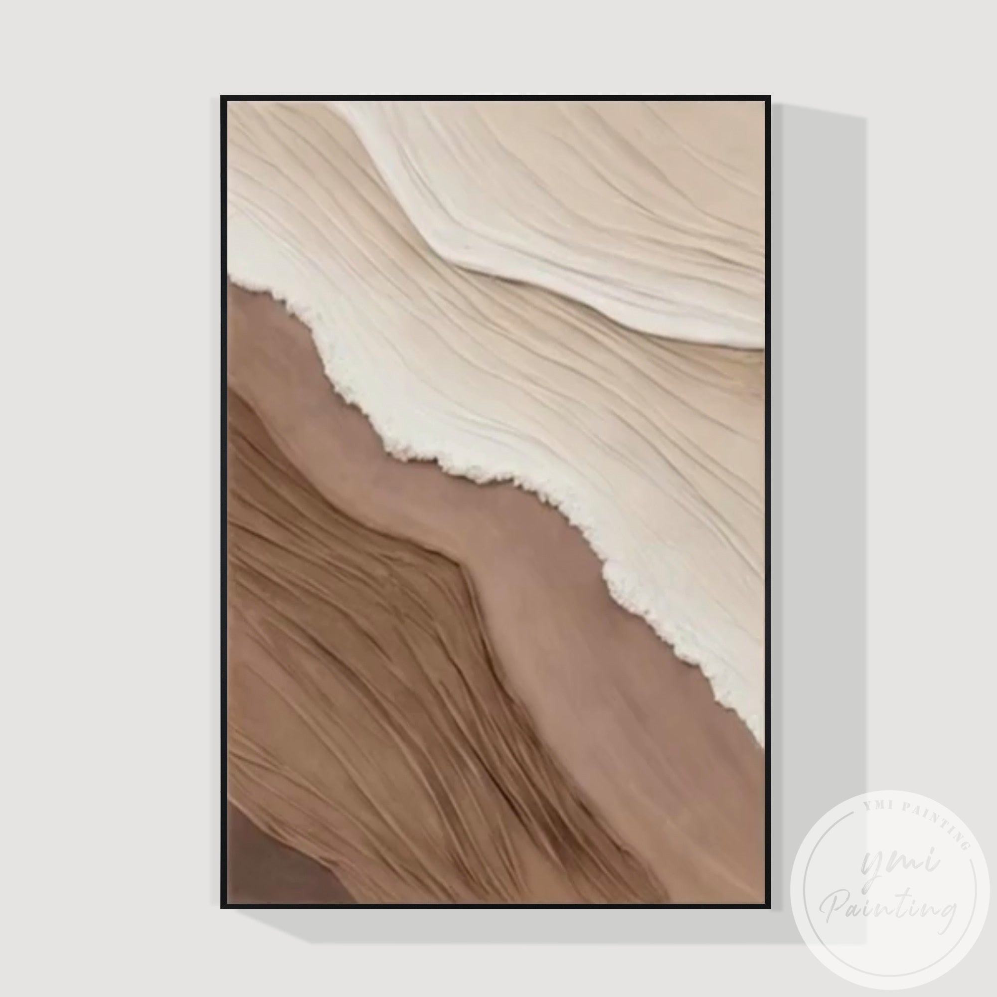 Large textured earth tone canvas art for minimalist interior design