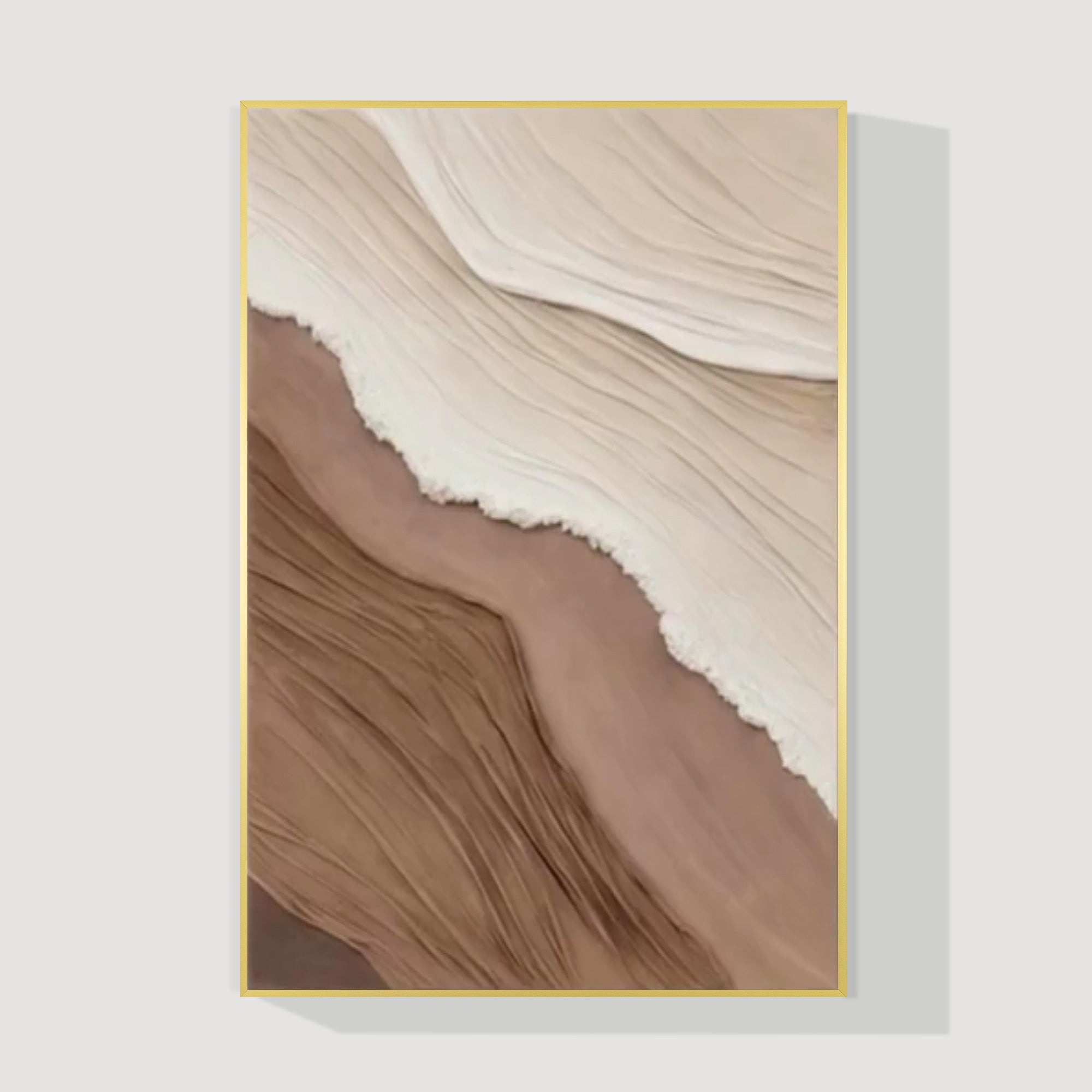 Abstract earth tone wall art beige white brown textured canvas