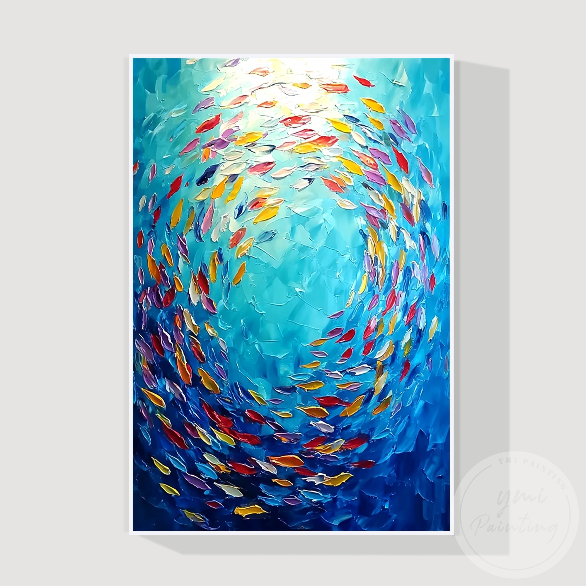 Colorful nautical fish painting for beach house wall decor
