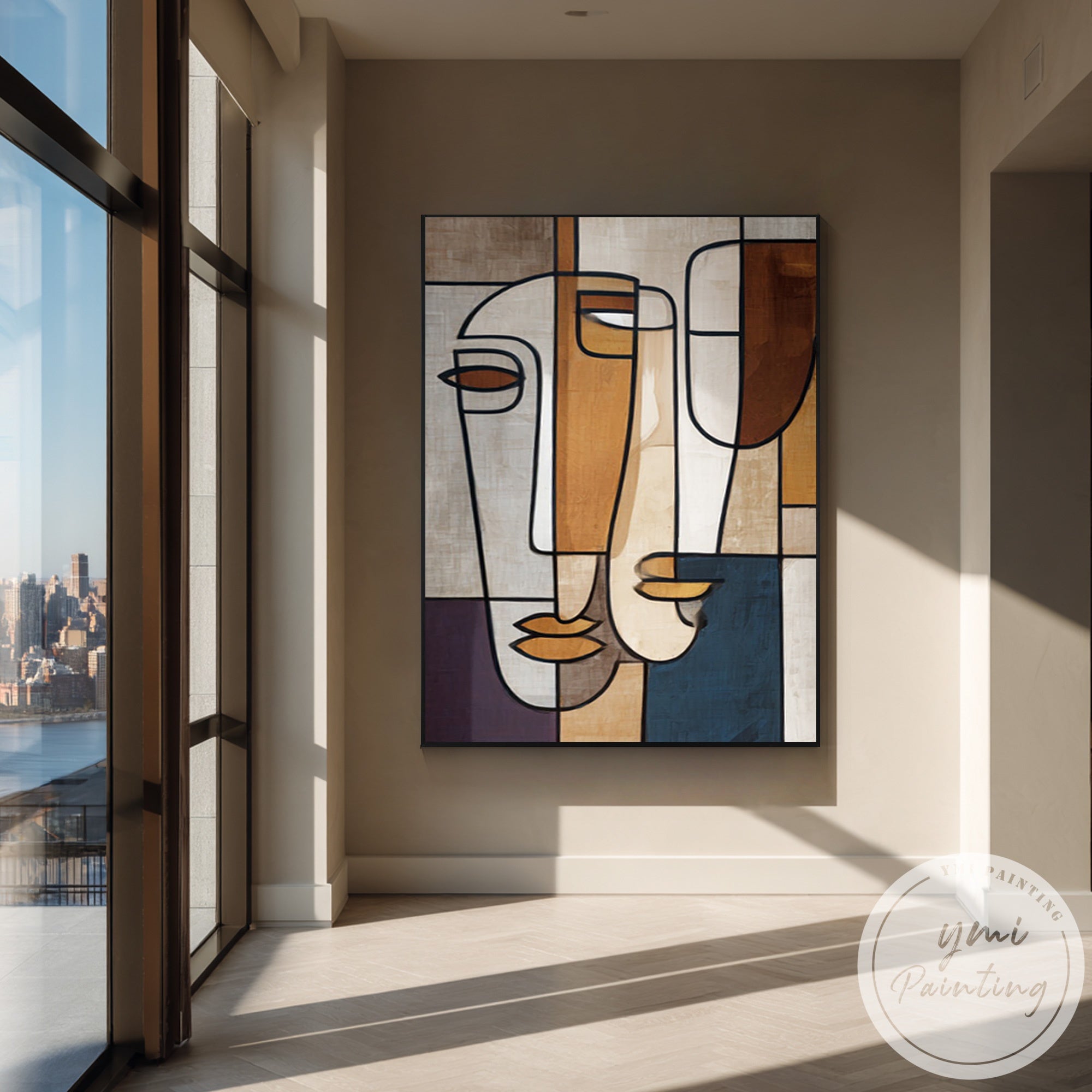 Stylish abstract face wall decor for living room or office