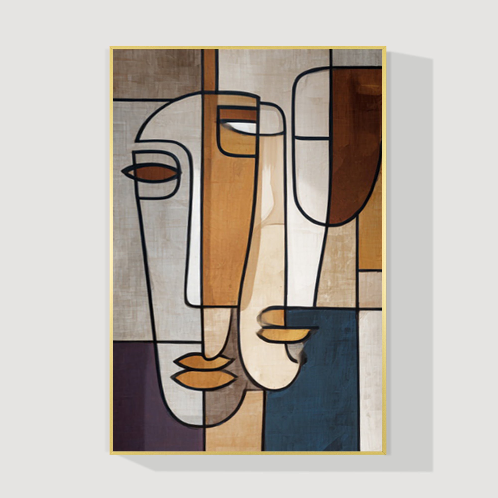 Abstract geometric face canvas art oversized minimalist portrait painting