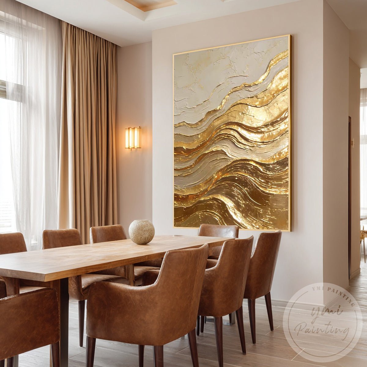 Champagne gold abstract wall decor for modern interiors