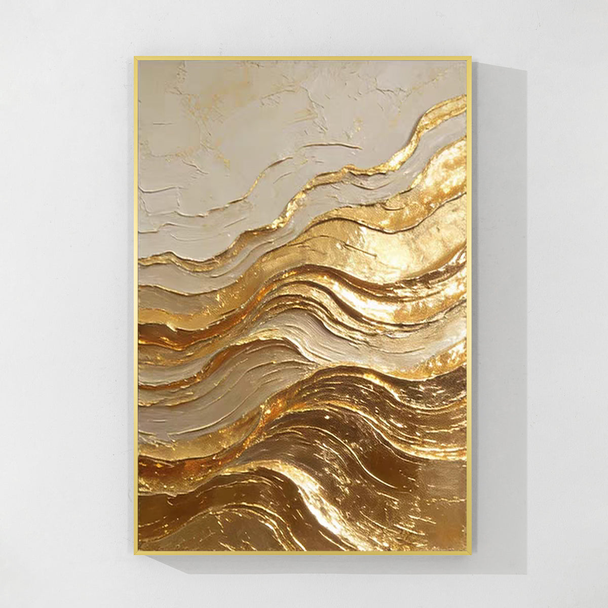 Abstract gold wall art with champagne gold accents