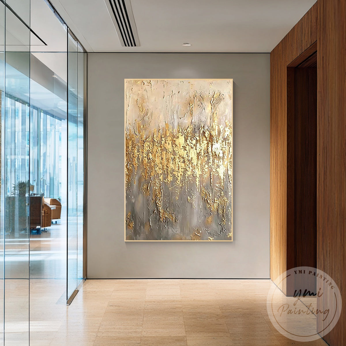 Luxury textured gold wall art for living room