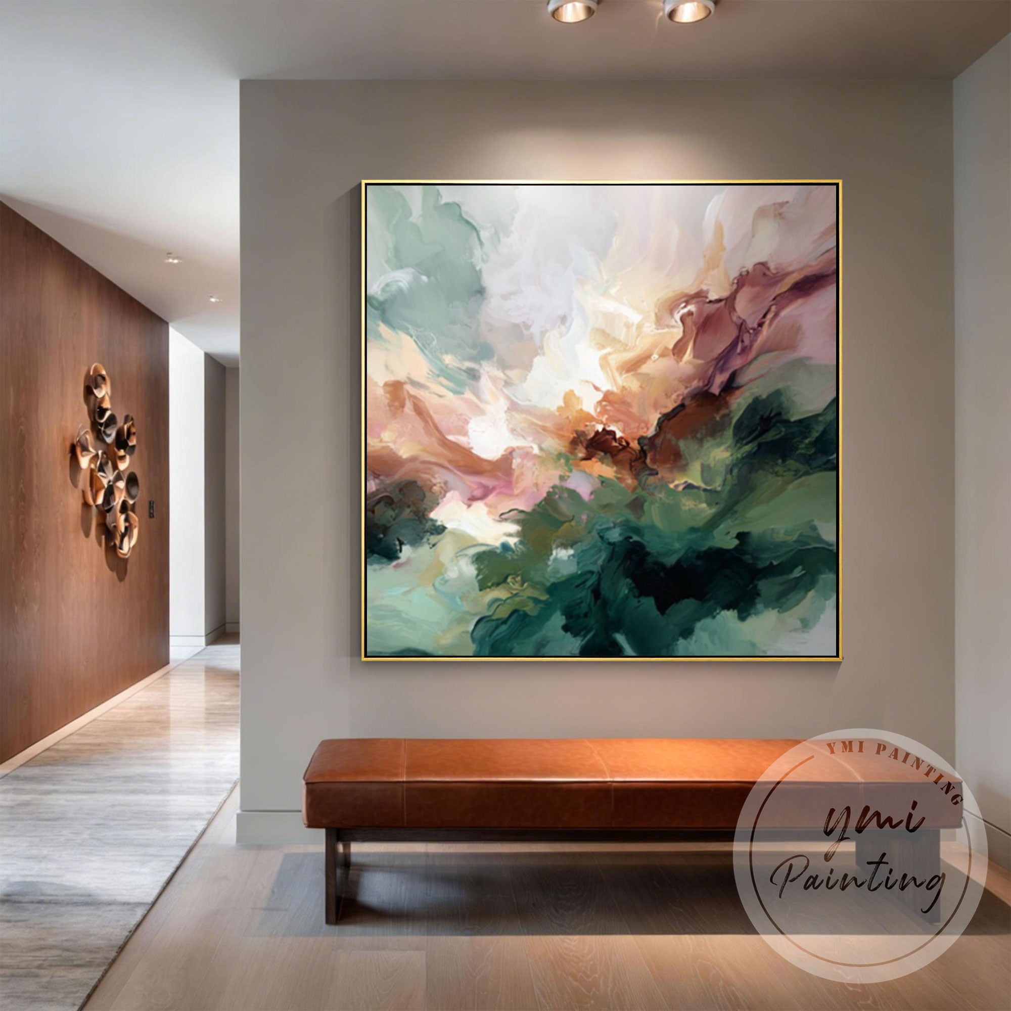 Organic landscape canvas with soft green gradient tones