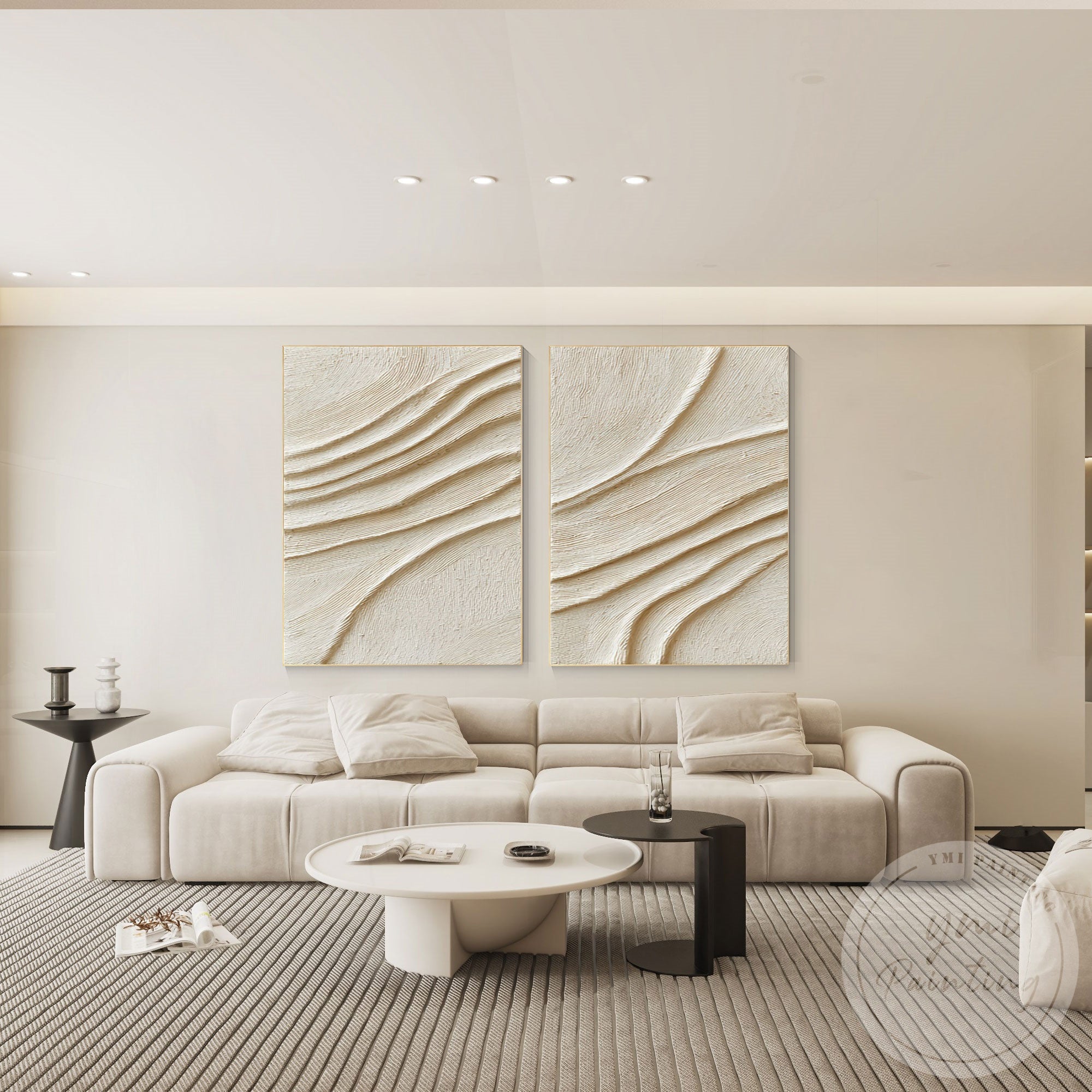 Minimalist sand wave artwork for modern neutral interiors