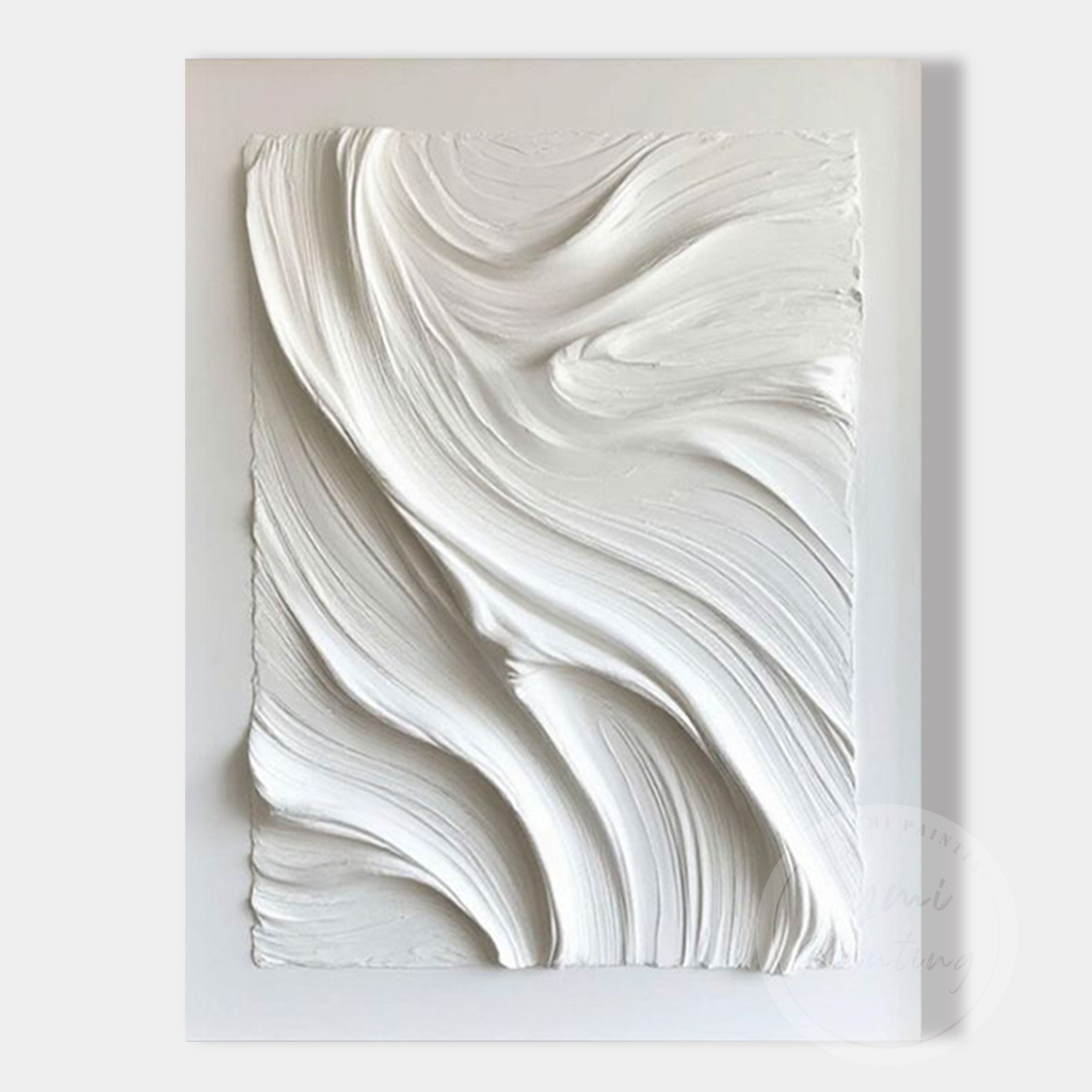 Elegant large white plaster wall art for modern interior design