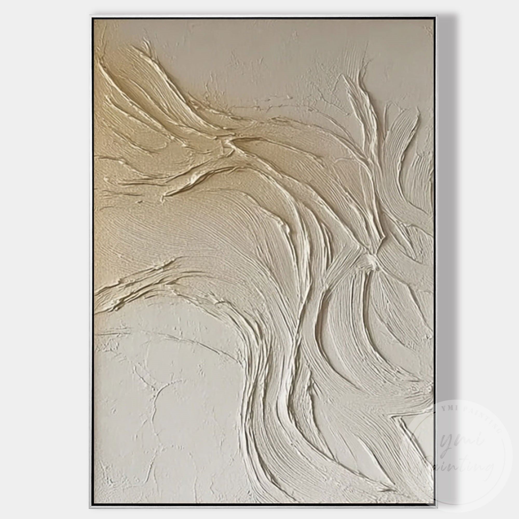 Wabi Sabi inspired neutral canvas wall decoration for home