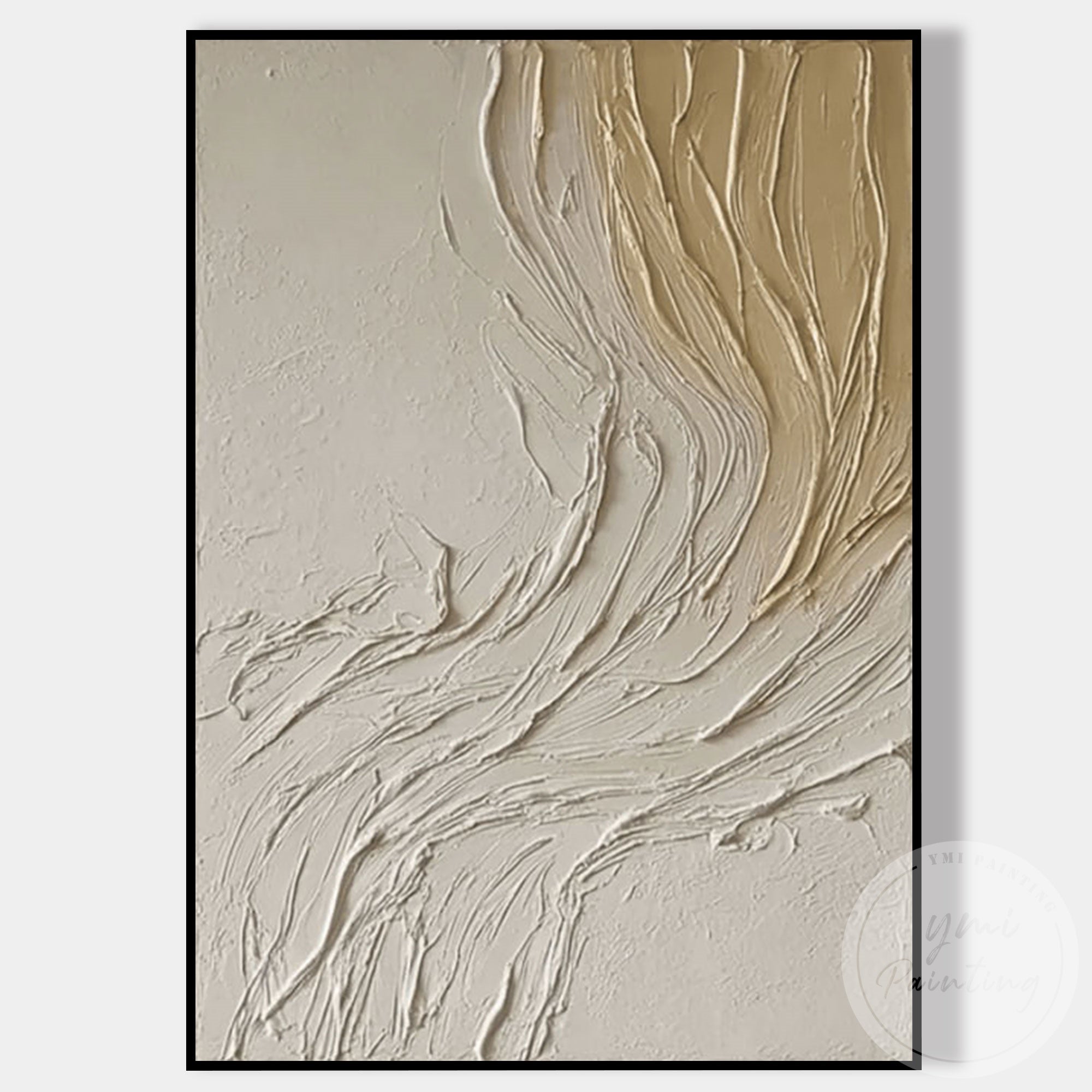 Japandi neutral wall decor with organic flowing design