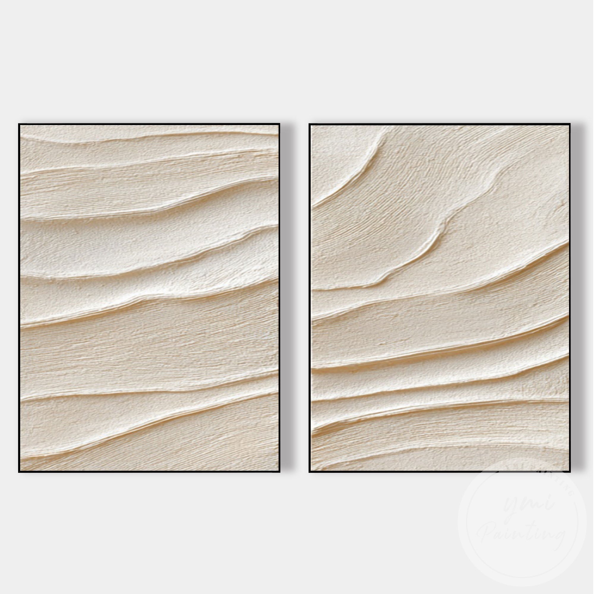 Wabi Sabi neutral canvas wall decor with organic texture