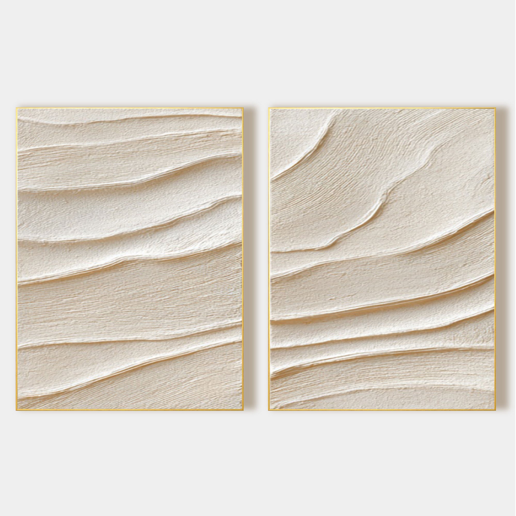 Beige Wabi Sabi wall art set of 2 textured canvas decor