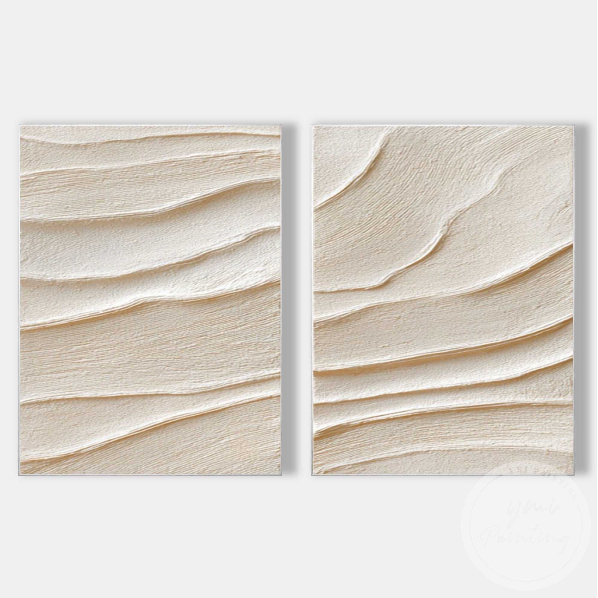 Soft neutral abstract wall art set for elegant interiors
