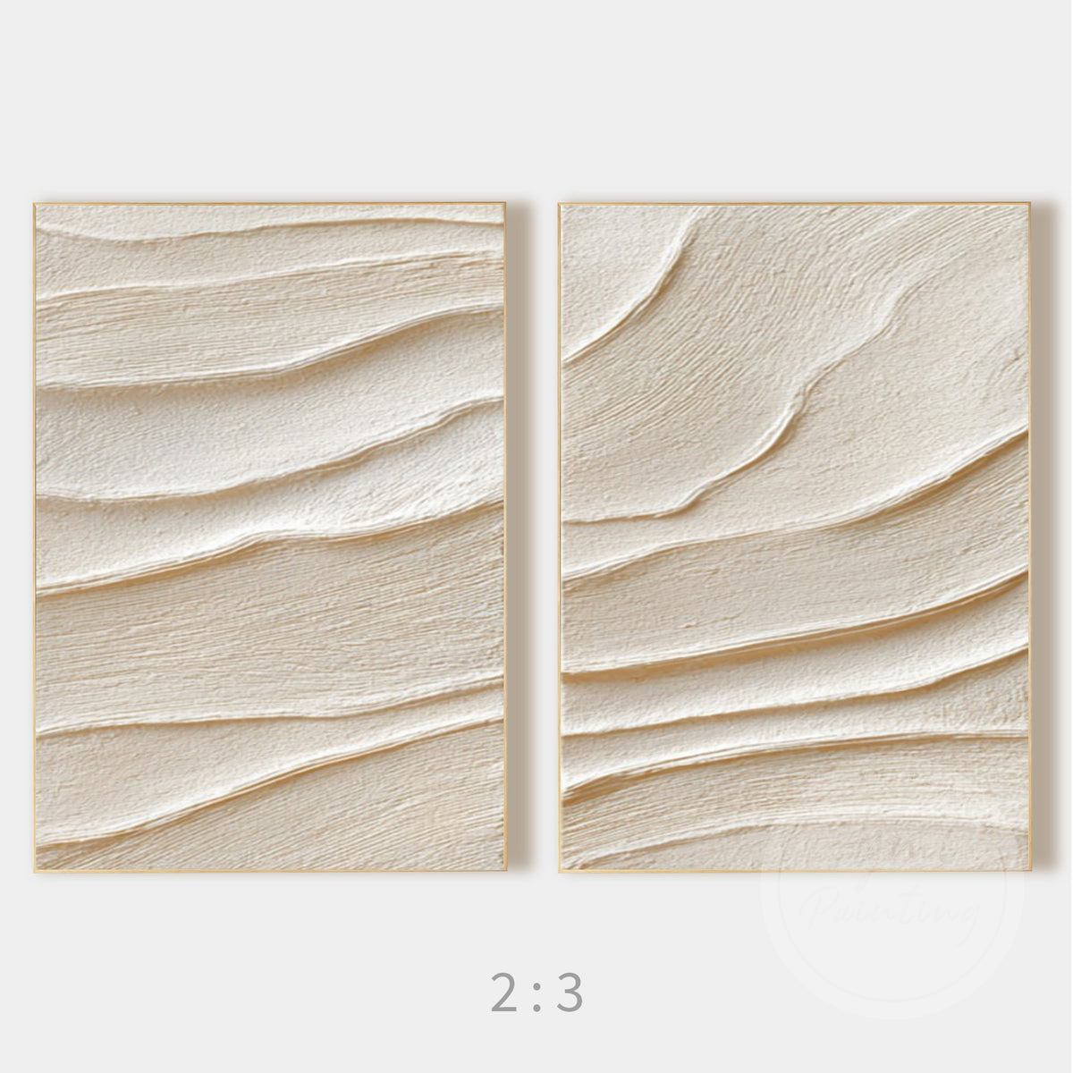 Beige Wabi Sabi wall art set of 2 textured canvas decor