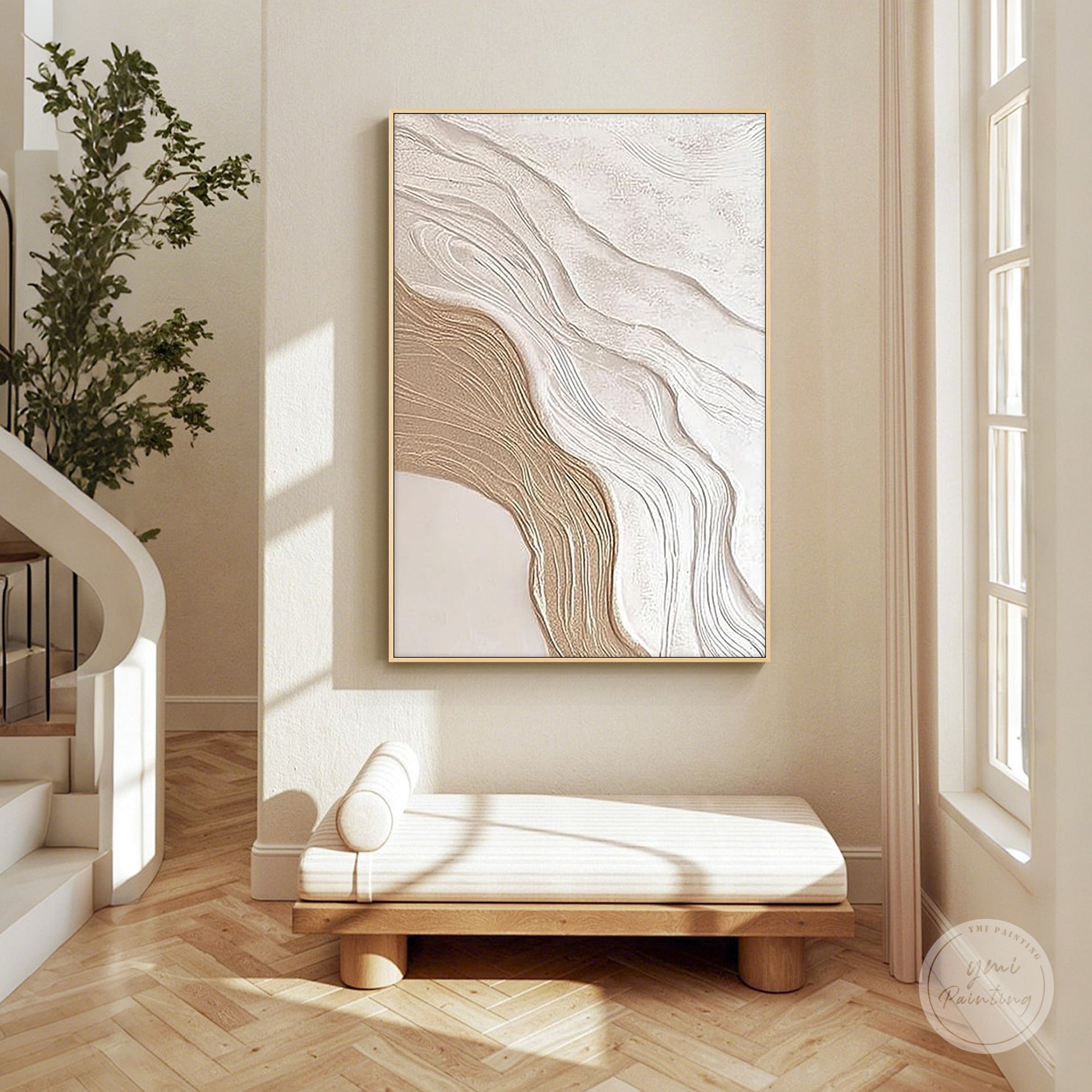 contemporary abstract art flowing line composition