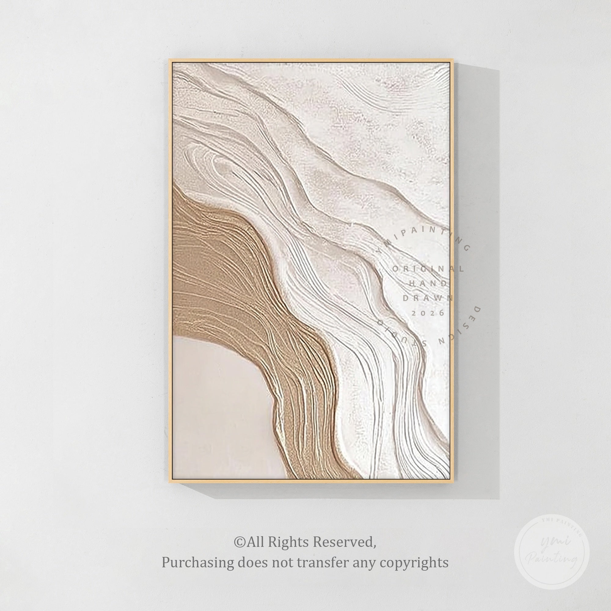 neutral plaster abstract painting organic line texture