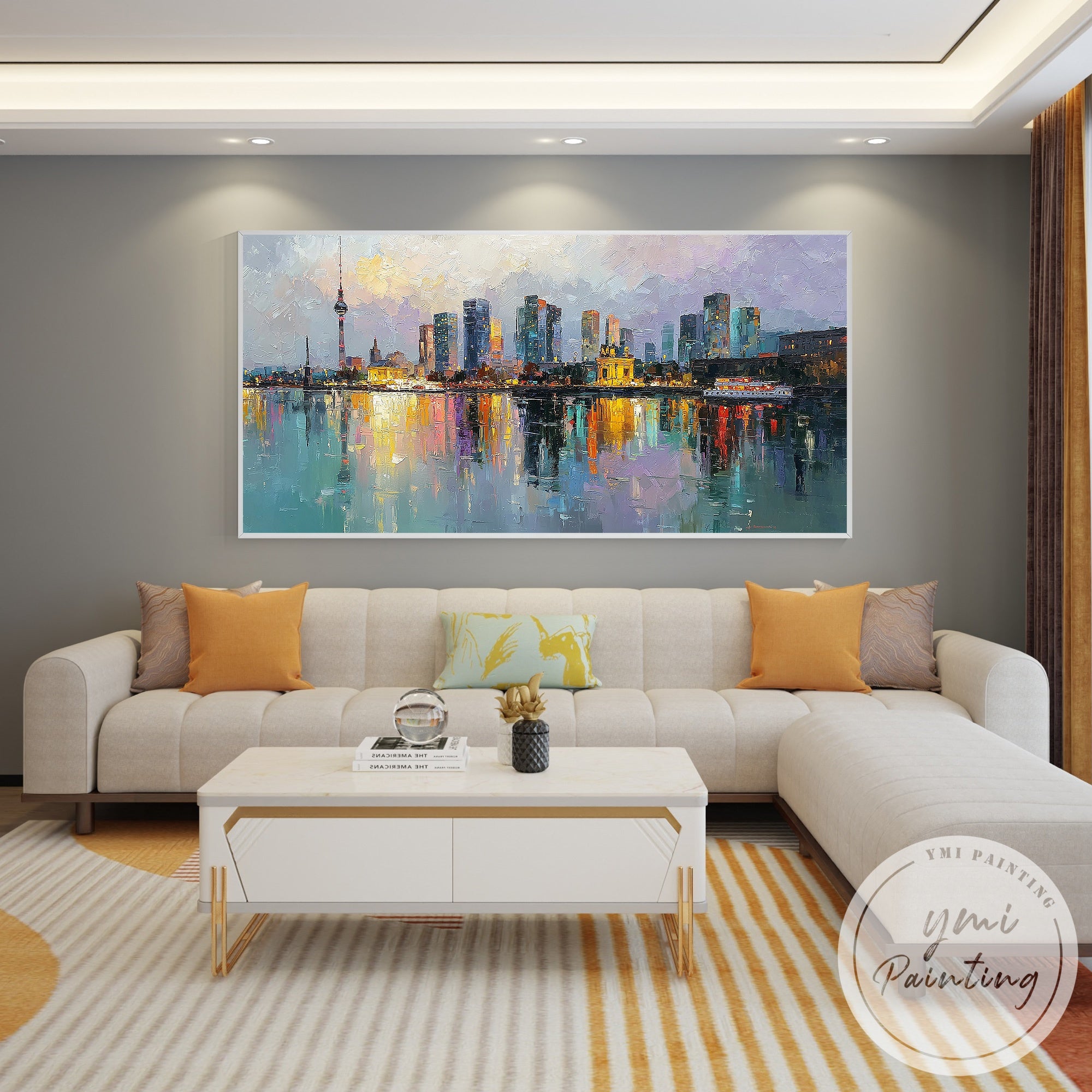 Oversized Berlin city wall art for living room interior decor