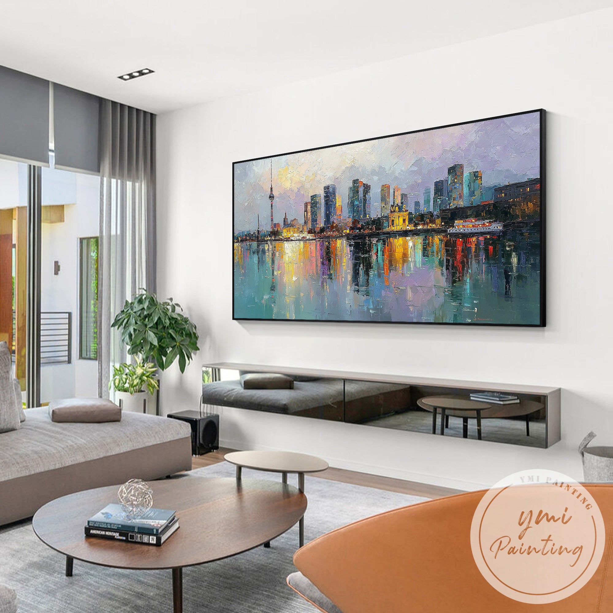 Large canvas cityscape artwork Berlin urban skyline design