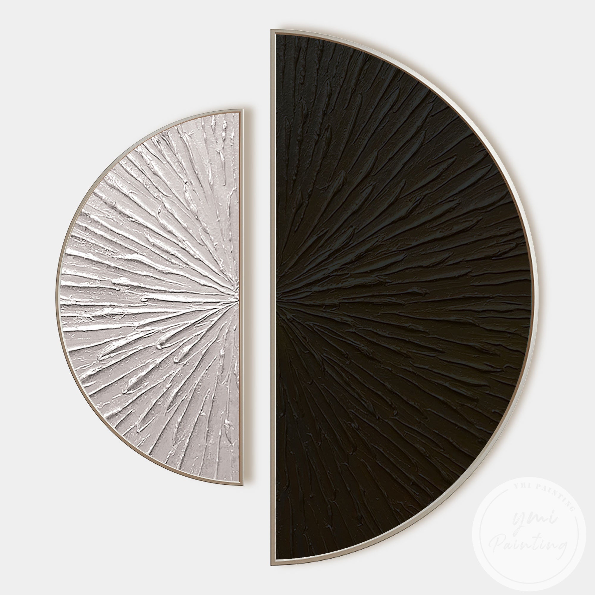 Contemporary semi circle wall art with textured surface detail