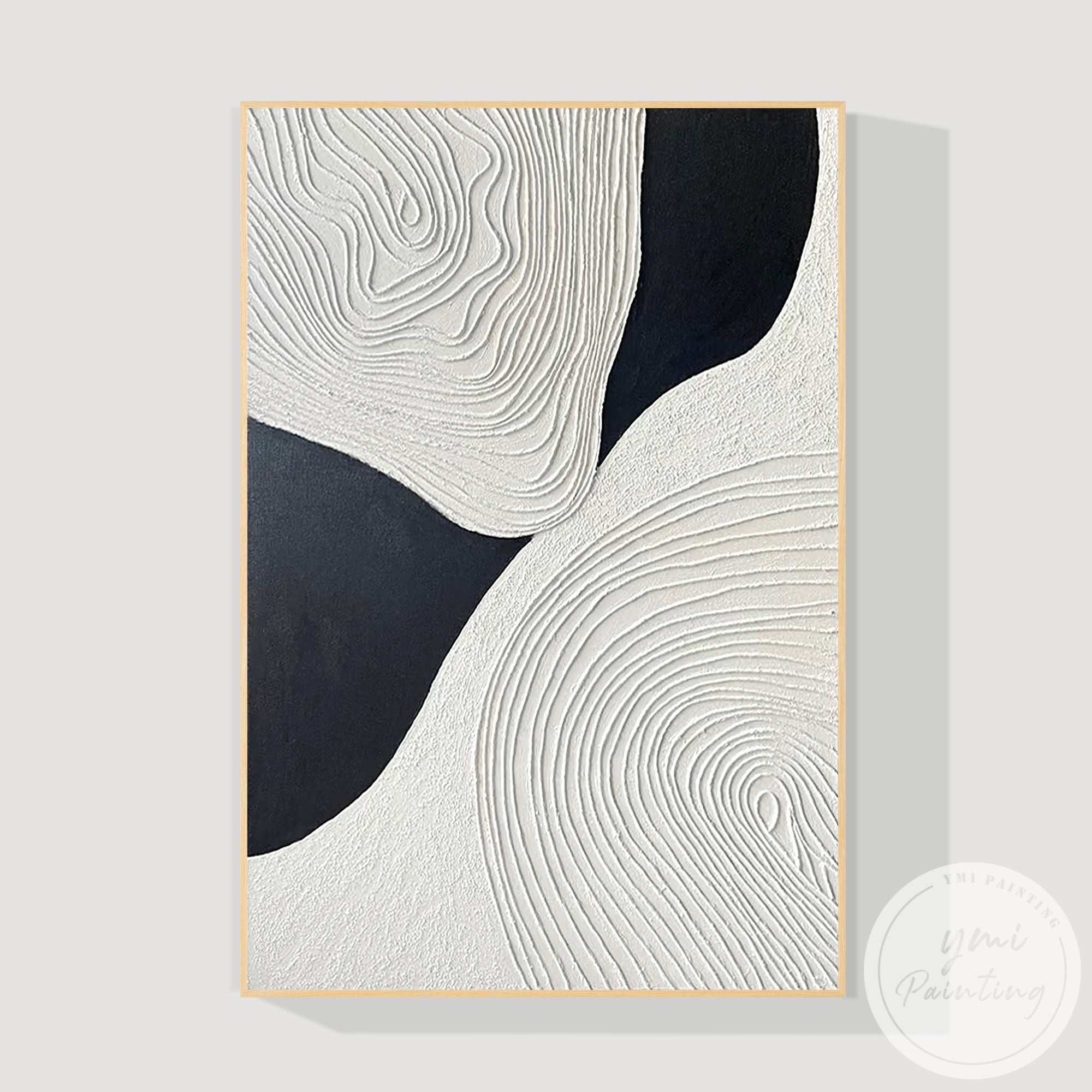 Textured black white wall art modern home decoration