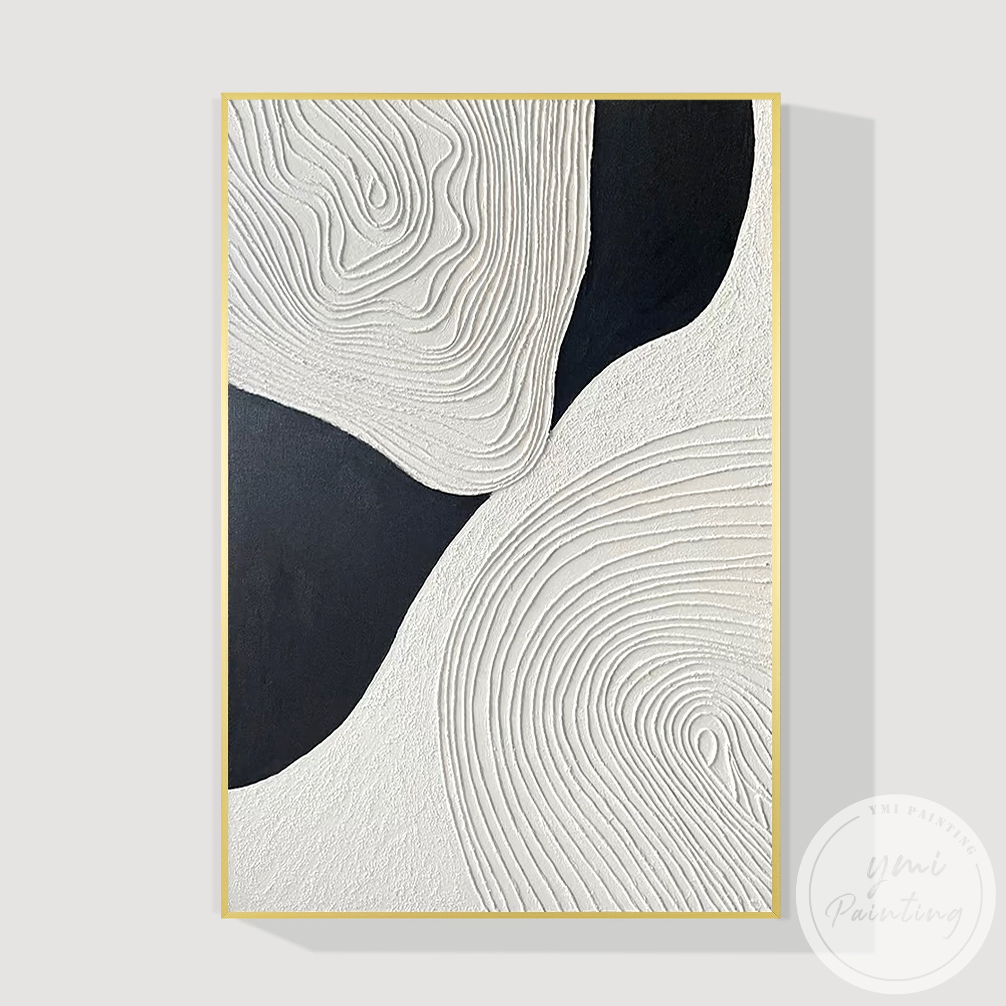 Scandinavian style black white abstract canvas decor