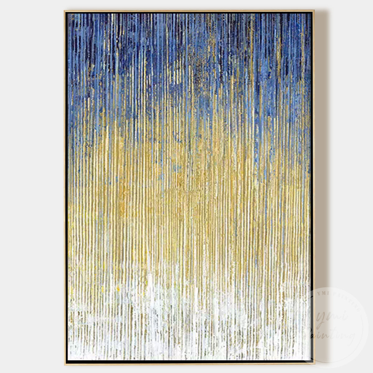 Contemporary blue gold canvas painting for home decor