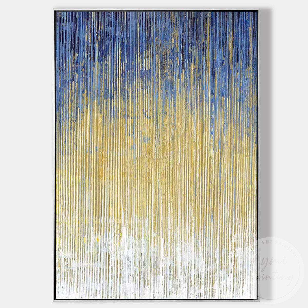 Elegant textured blue and gold wall art for living room