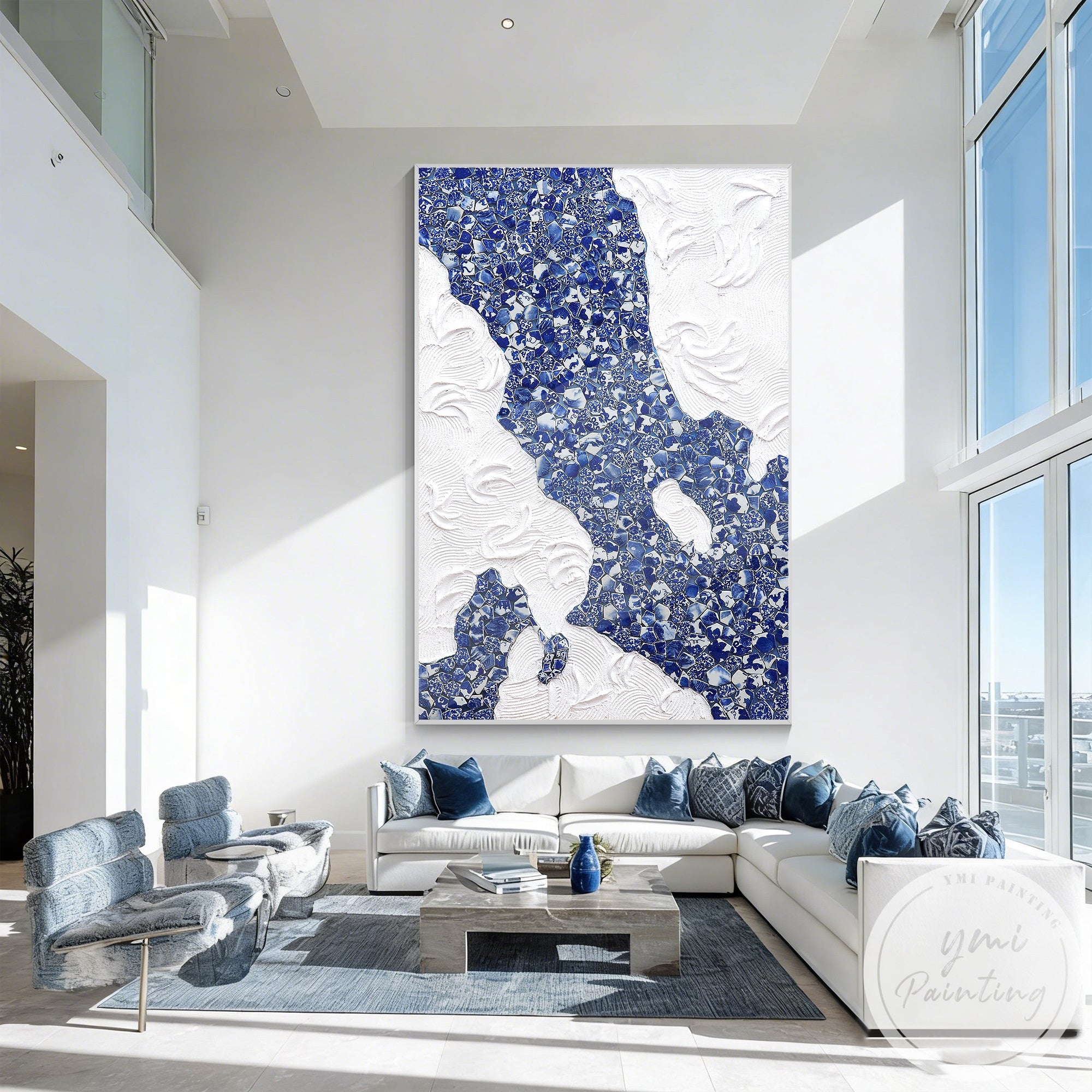 Contemporary textured mosaic artwork for living room wall