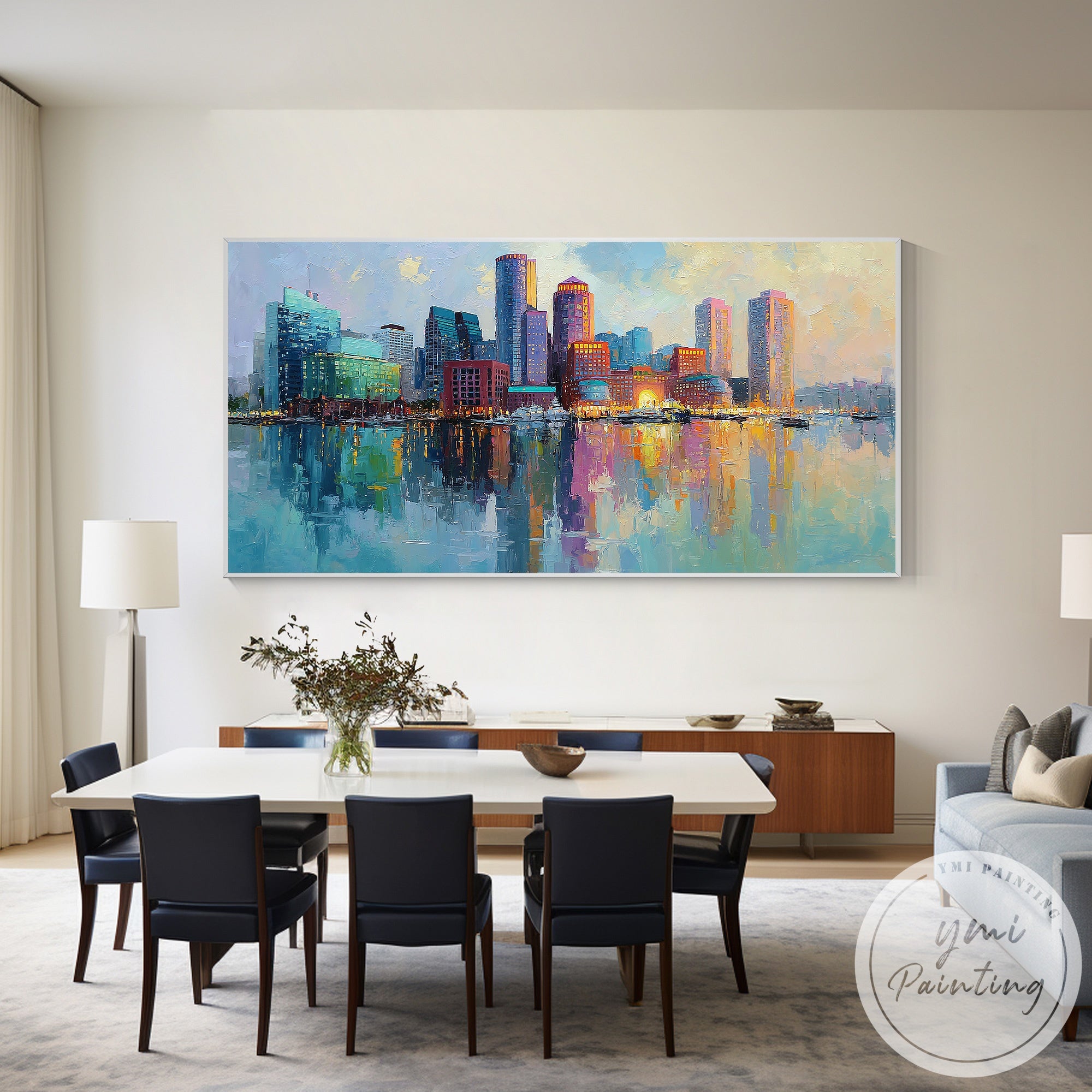 Huge Boston city wall picture abstract urban artwork