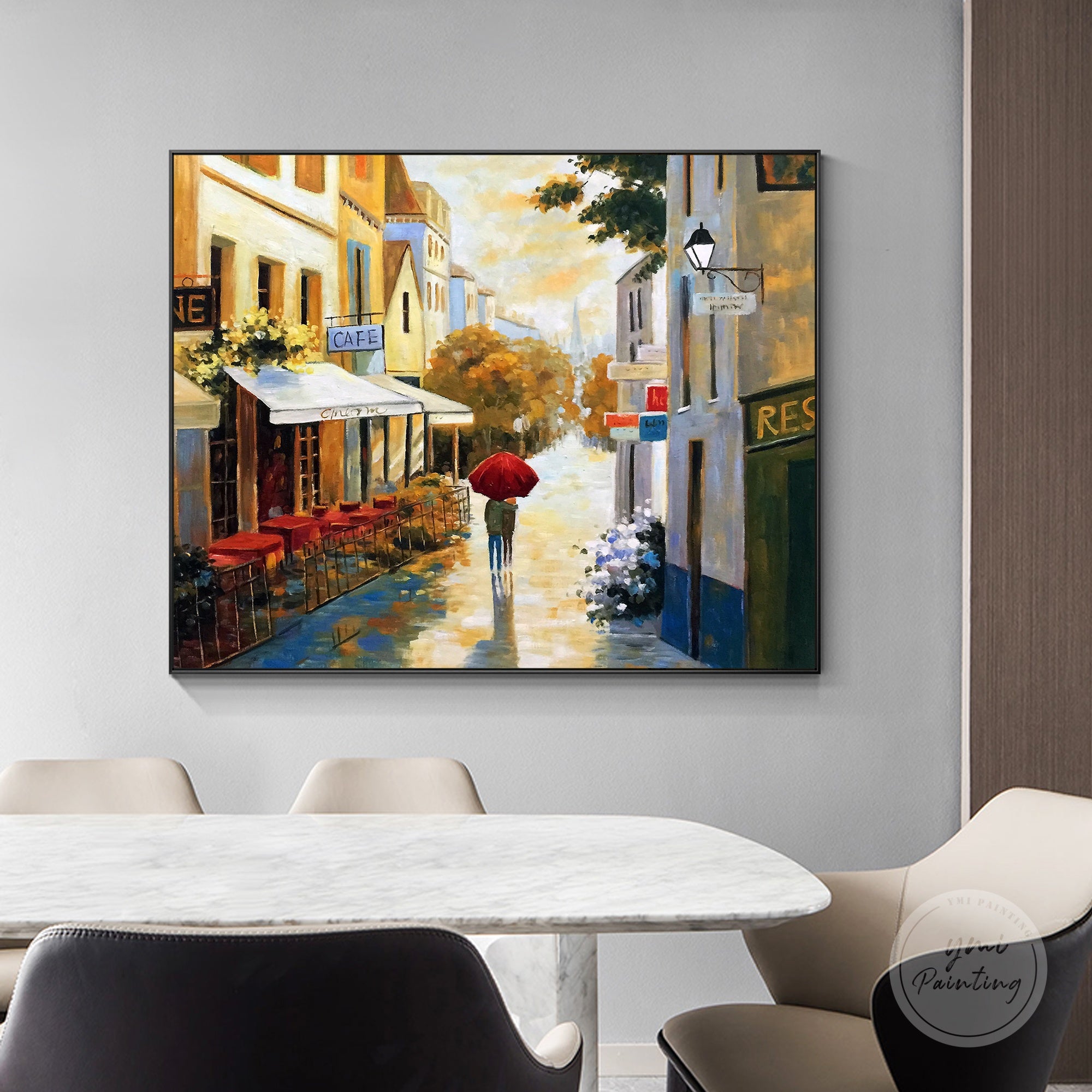 Beautiful hand-painted Paris cityscape, perfect for adding a romantic touch to your decor.