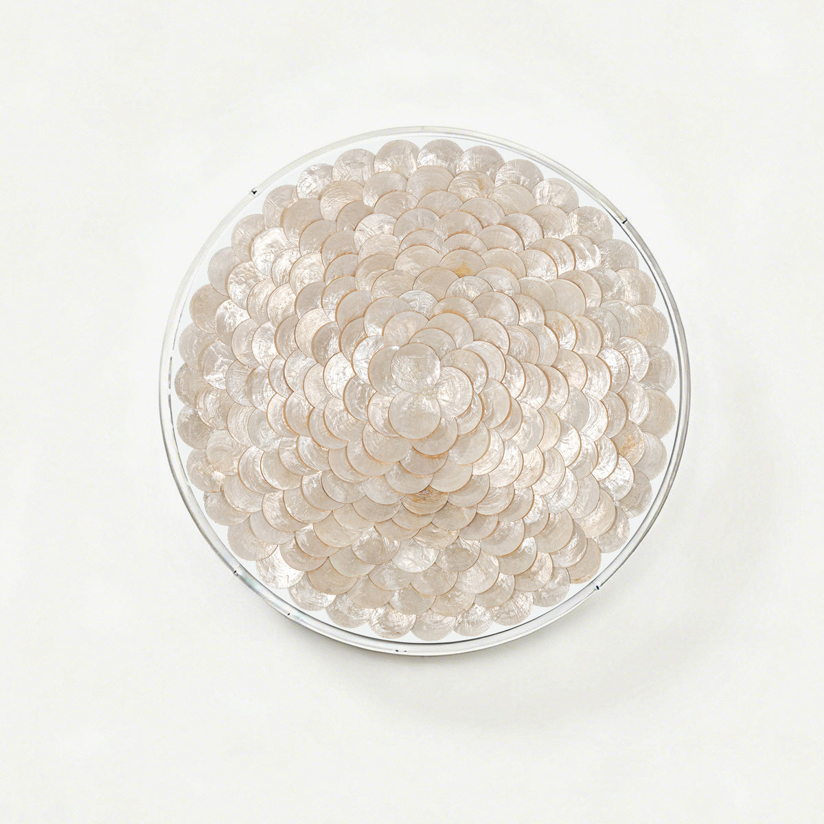 Circular transparent acrylic display case for artwork
