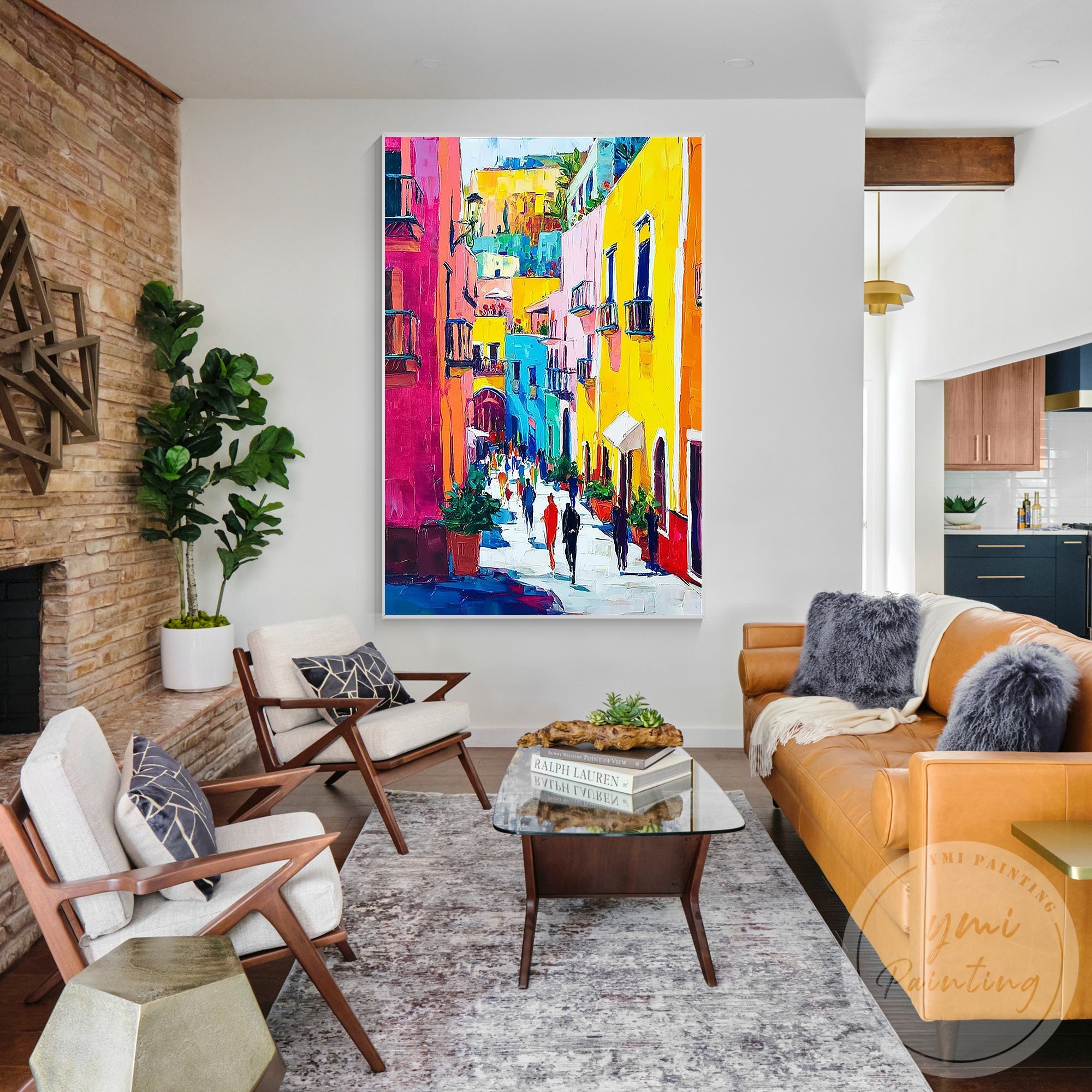 Burano Italy painting vibrant palette knife wall art design