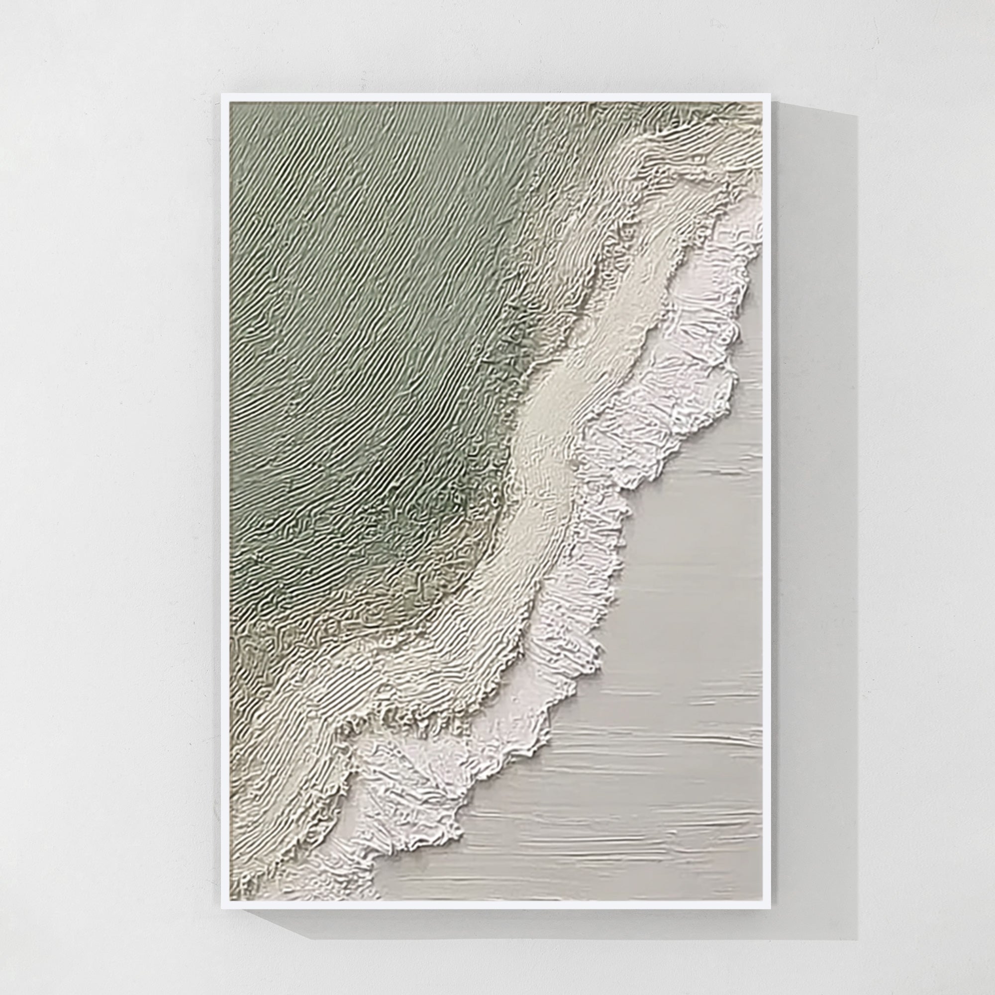 abstrakte Glitch-Collage Wandkunst im modernen Wohnzimmer