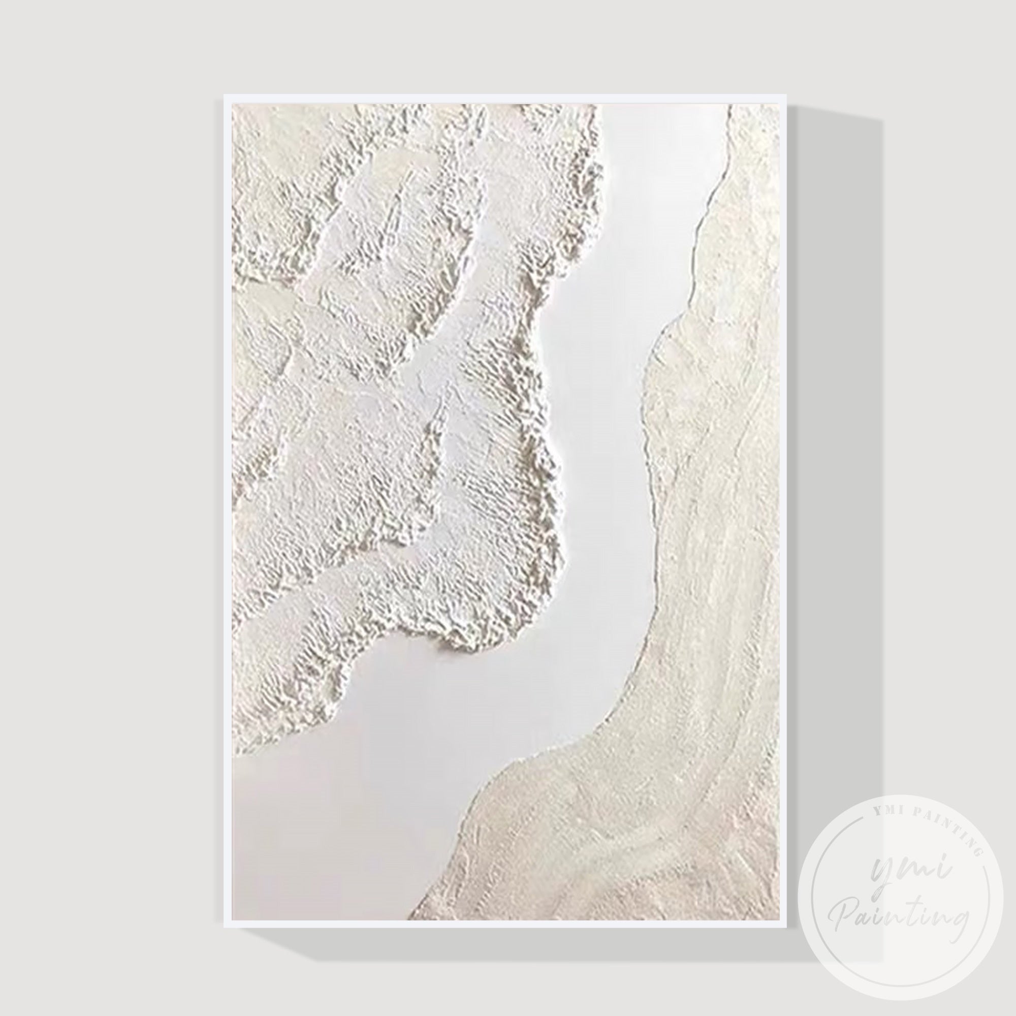 Soft plaster wave abstract wall decor in neutral cream beige palette